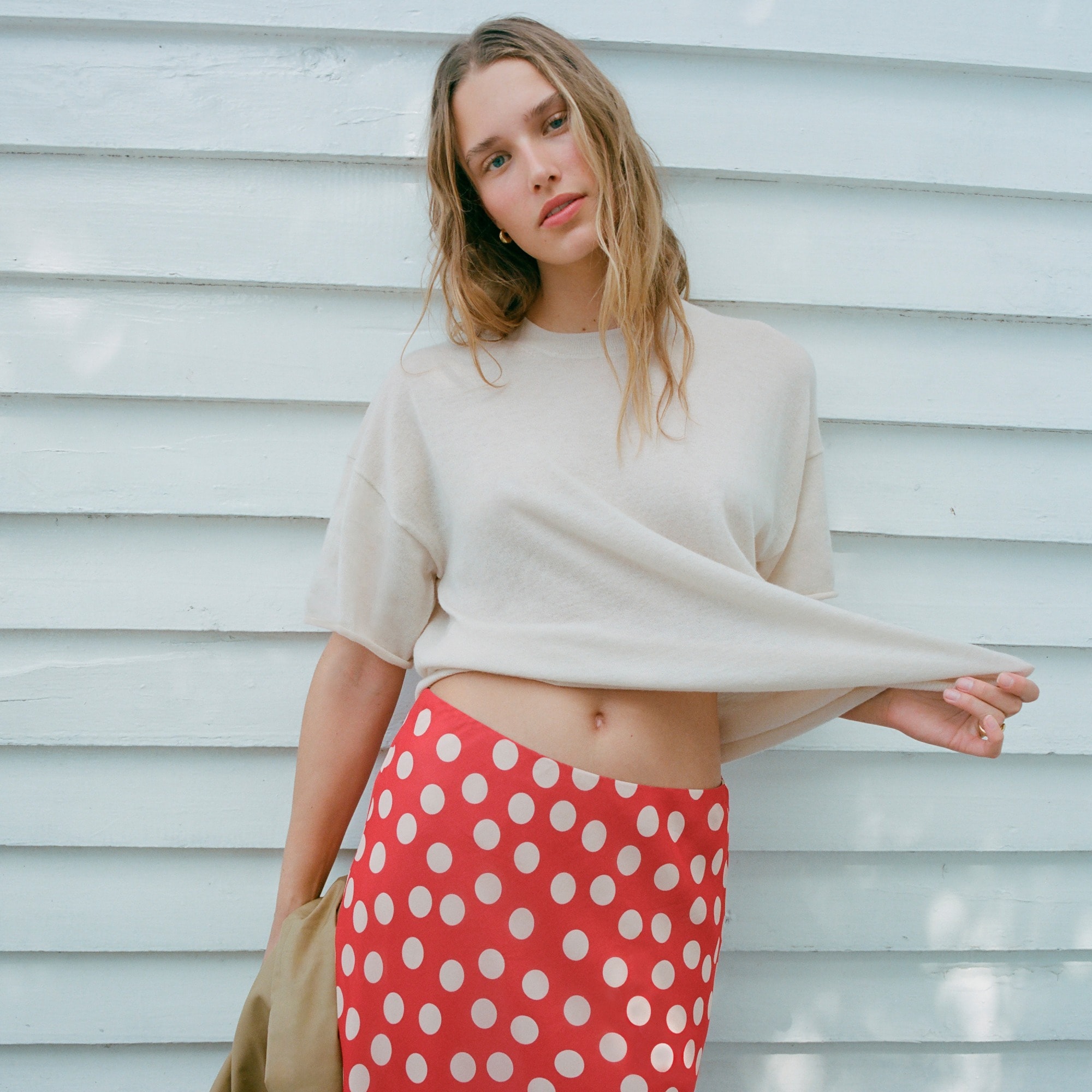 New Gwen layered slip skirt in polka-dot chiffon