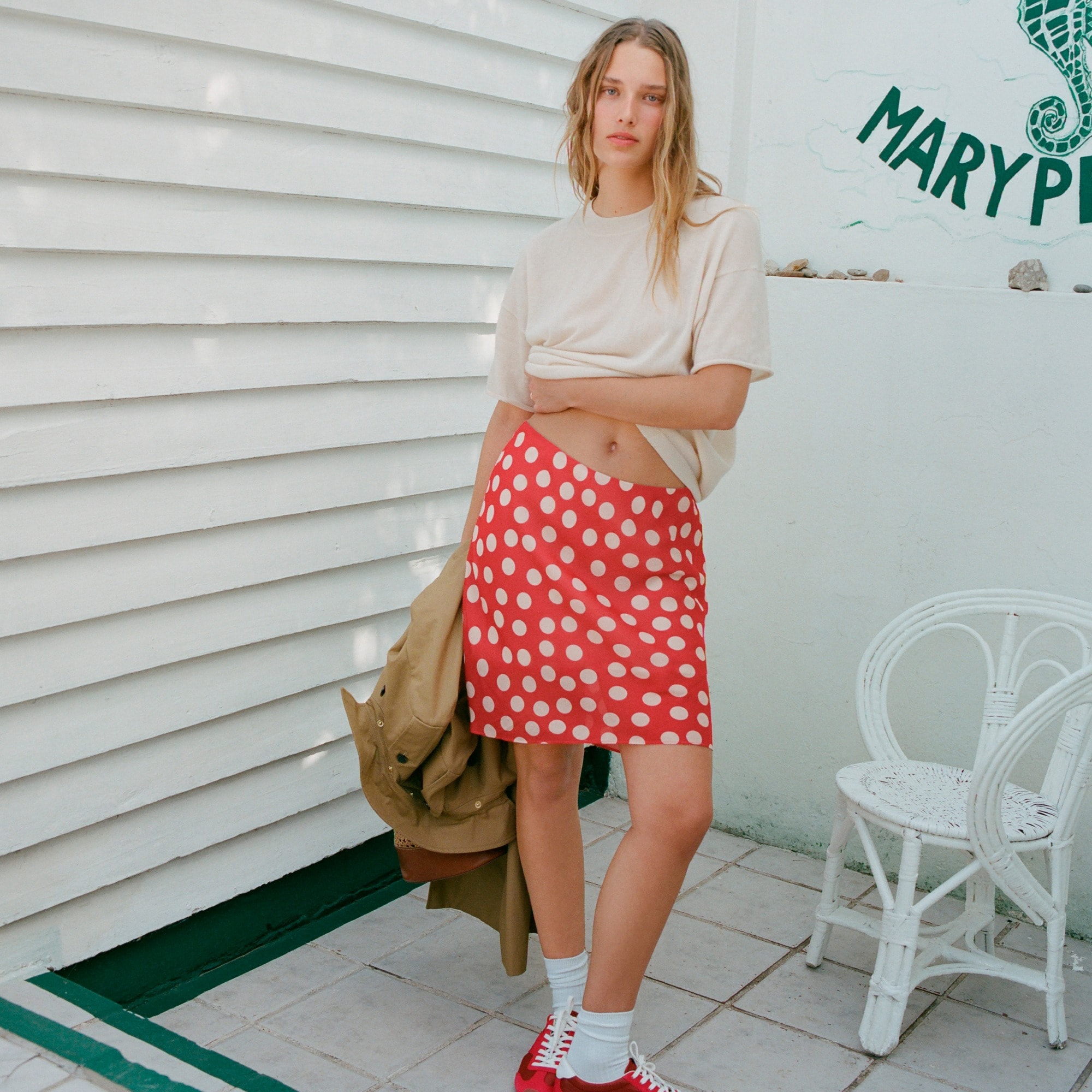 New Gwen layered slip skirt in polka-dot chiffon
