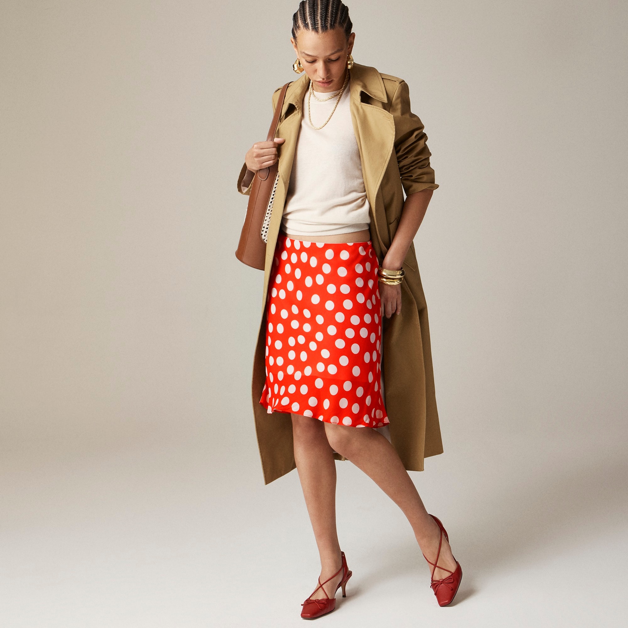 New Gwen layered slip skirt in polka-dot chiffon