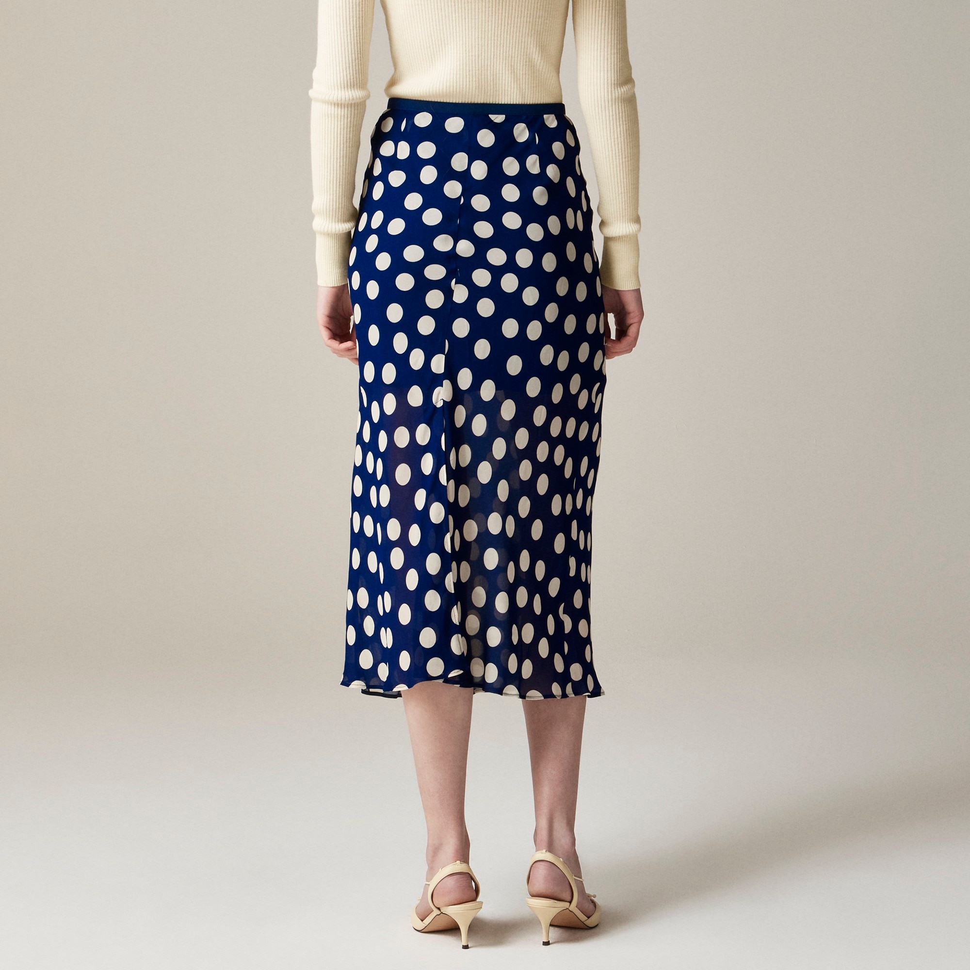 New Gwyneth slip skirt in polka-dot viscose chiffon
