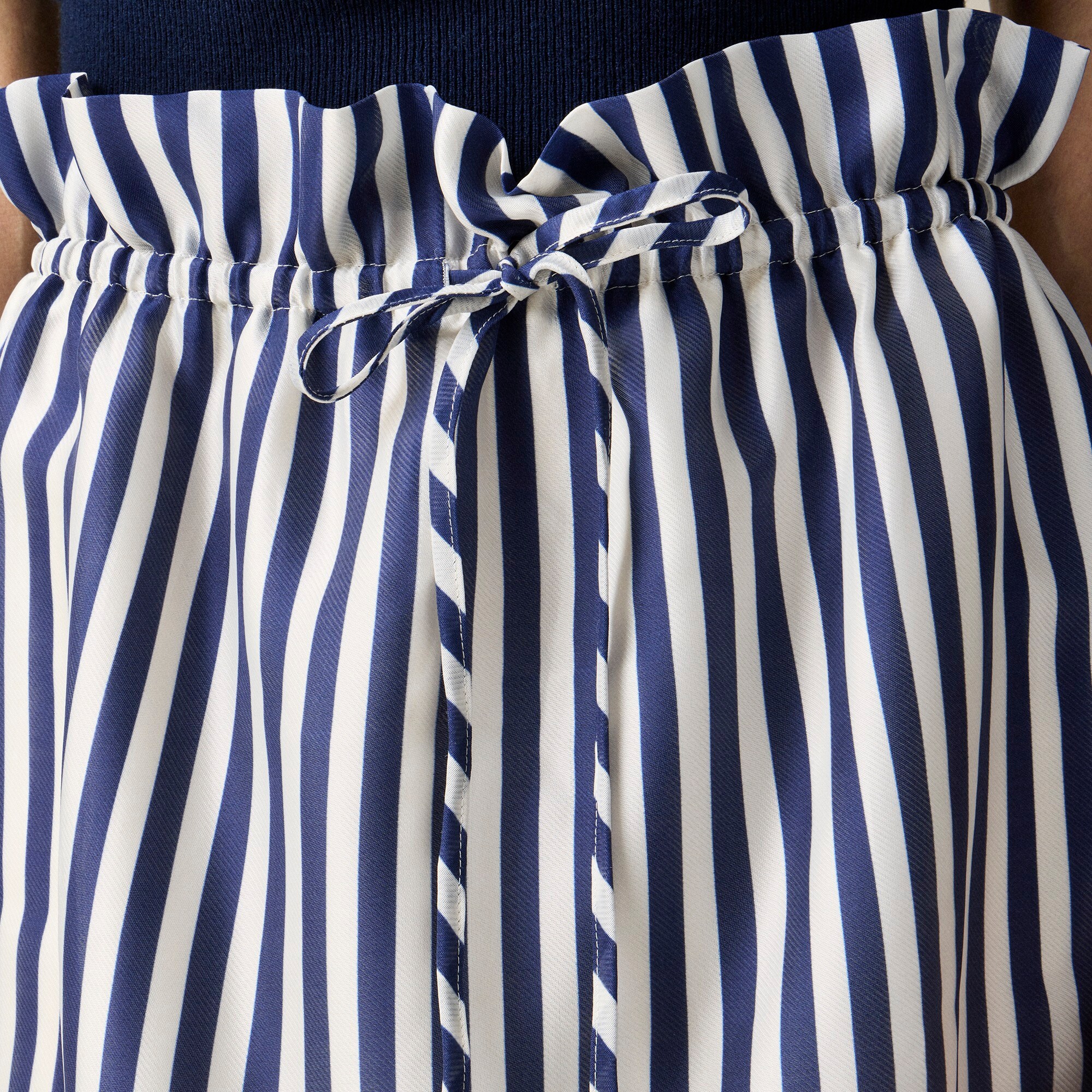 Layered tie-waist midi skirt in stripe