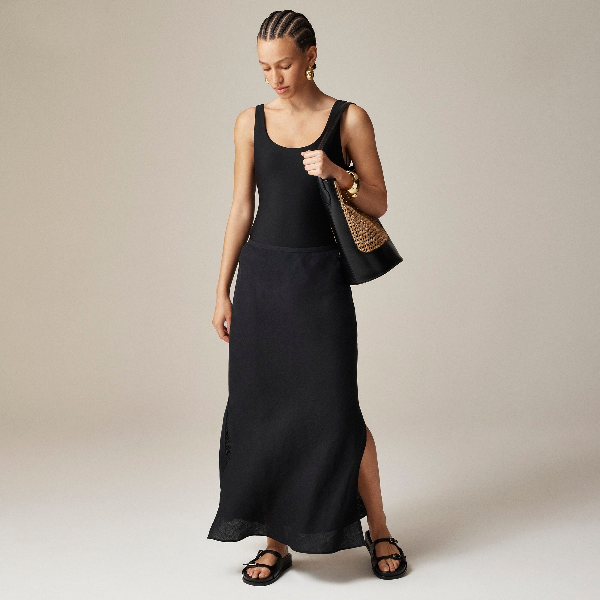 J.Crew: Tiered Skirt In Blue Ribbon Block Print For Women