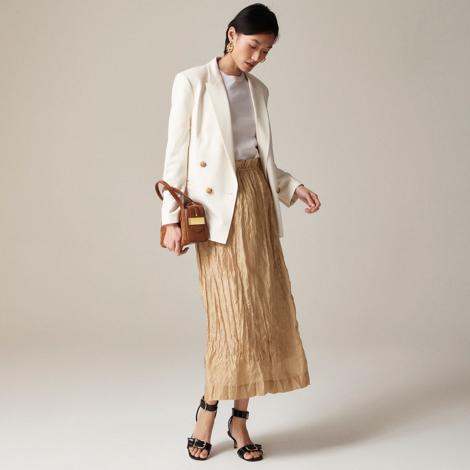 womens Crinkled gathered-waist skirt
