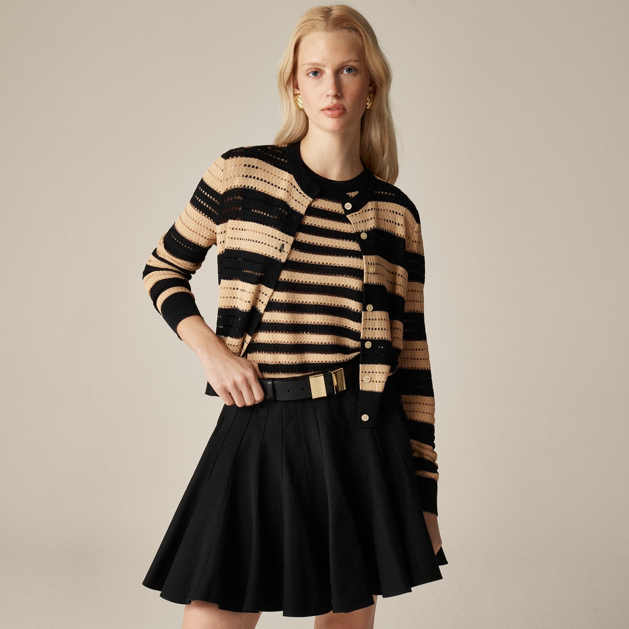 Godet mini skirt in stretch chino