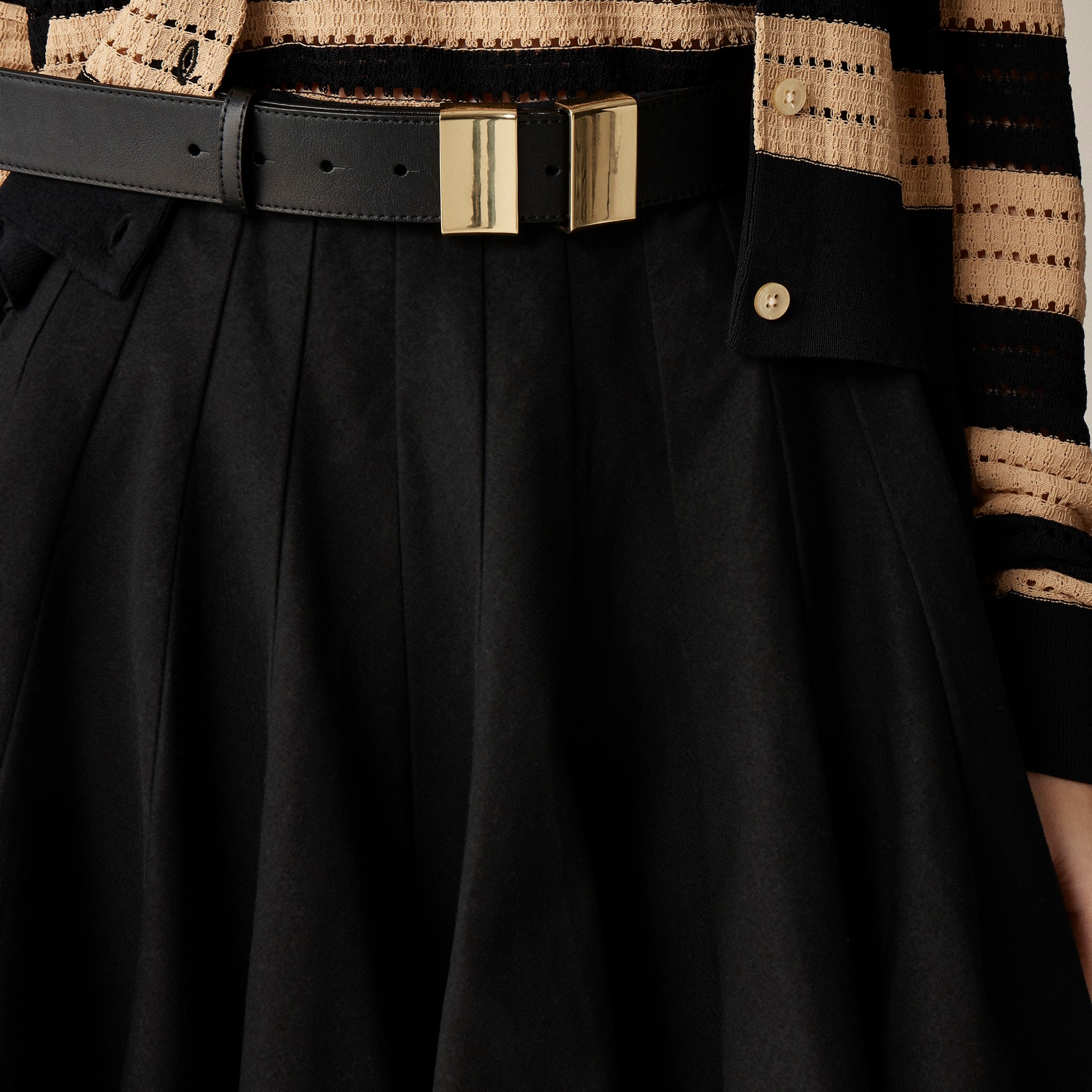 Godet mini skirt in stretch chino