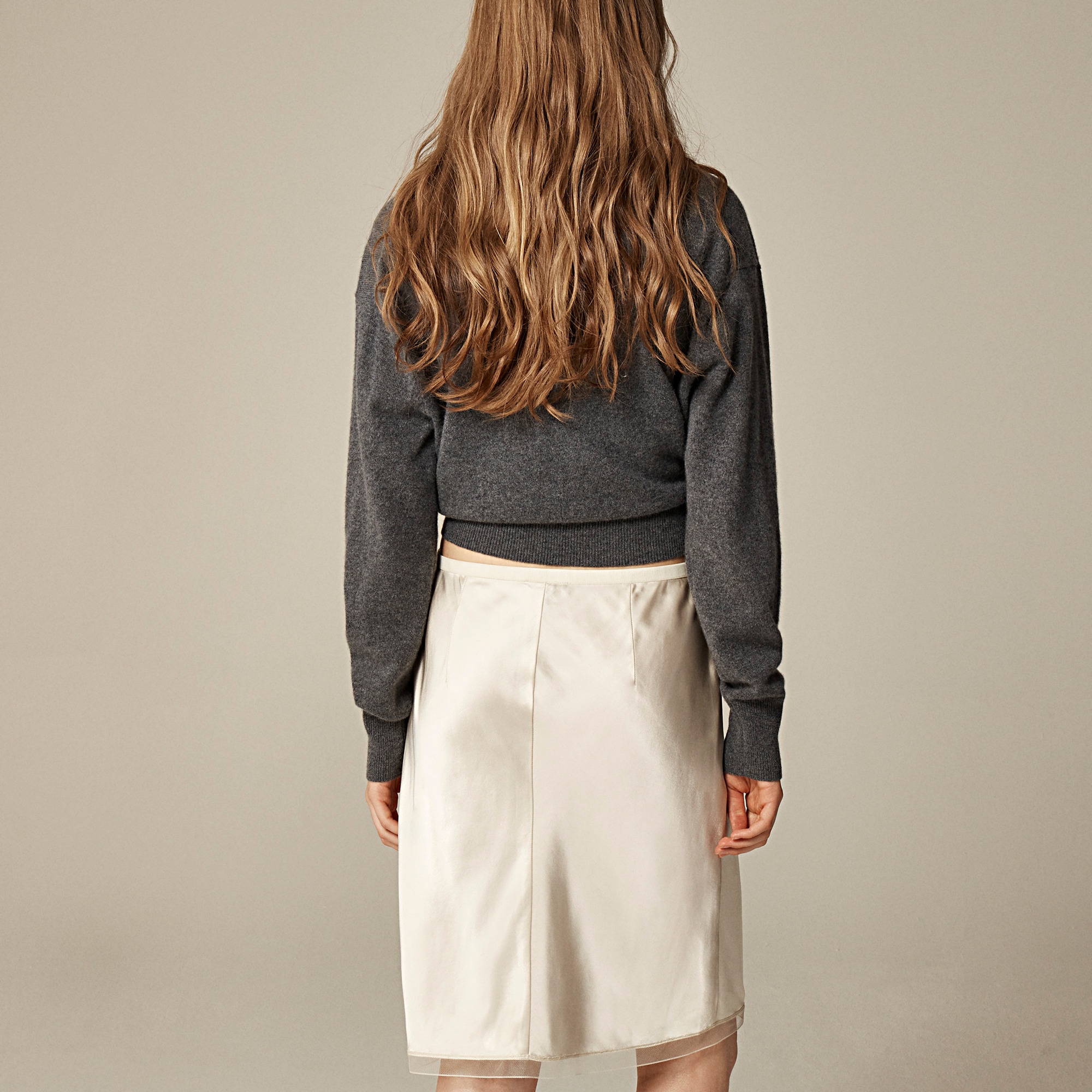 Gwen knee-length slip skirt in viscose charmeuse