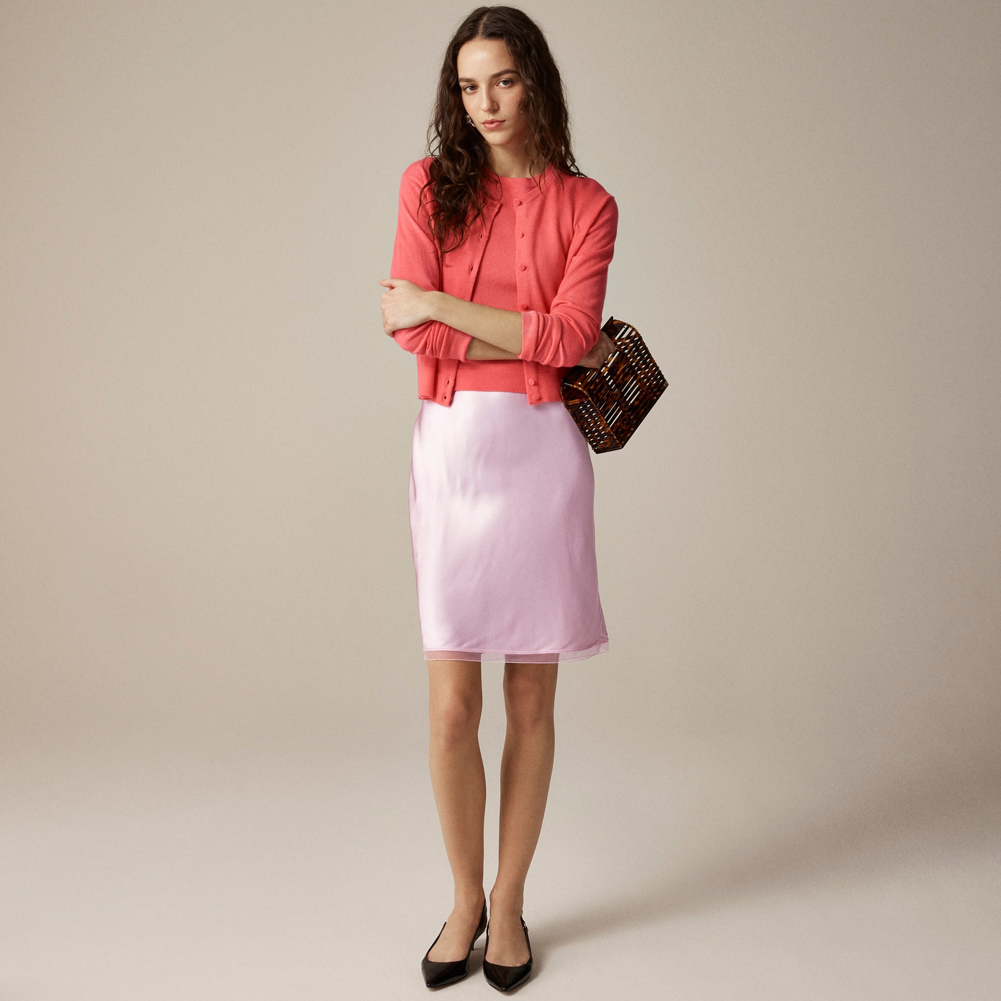 womens Gwen knee-length slip skirt in viscose charmeuse