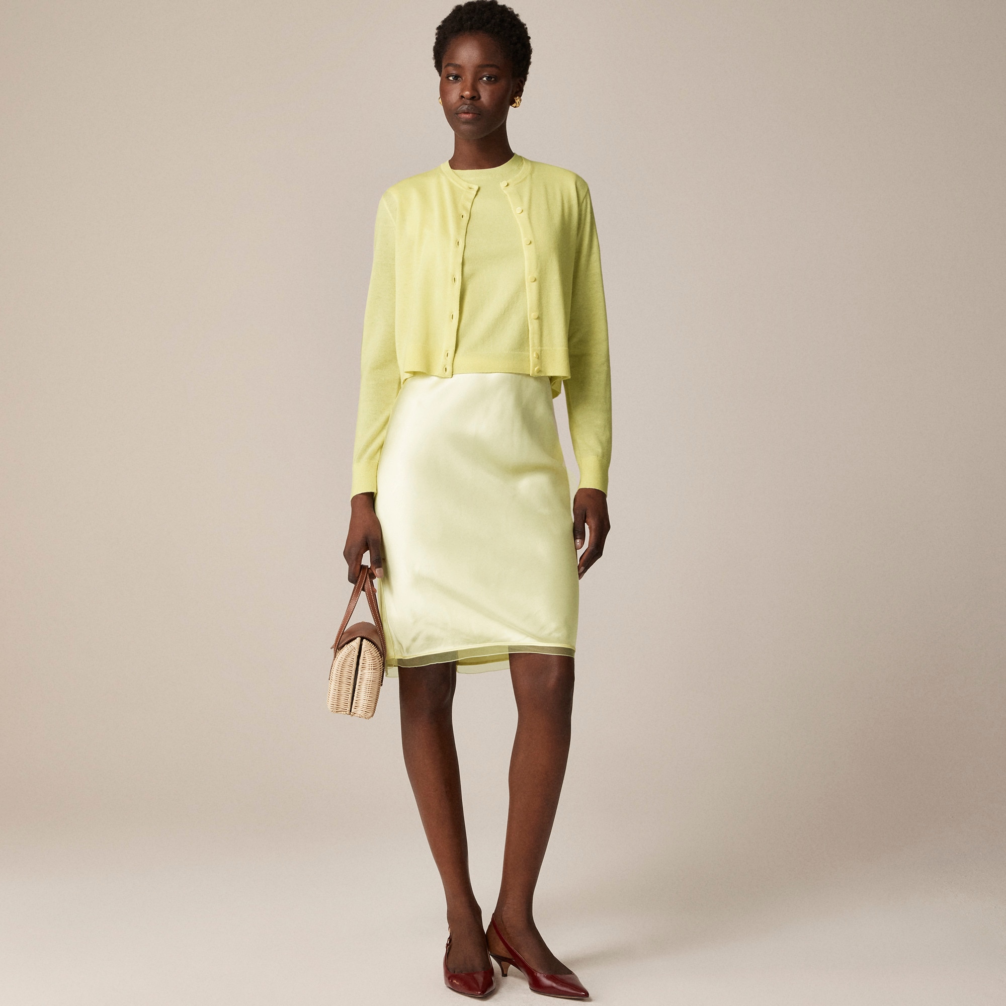 womens Gwen knee-length slip skirt in viscose charmeuse