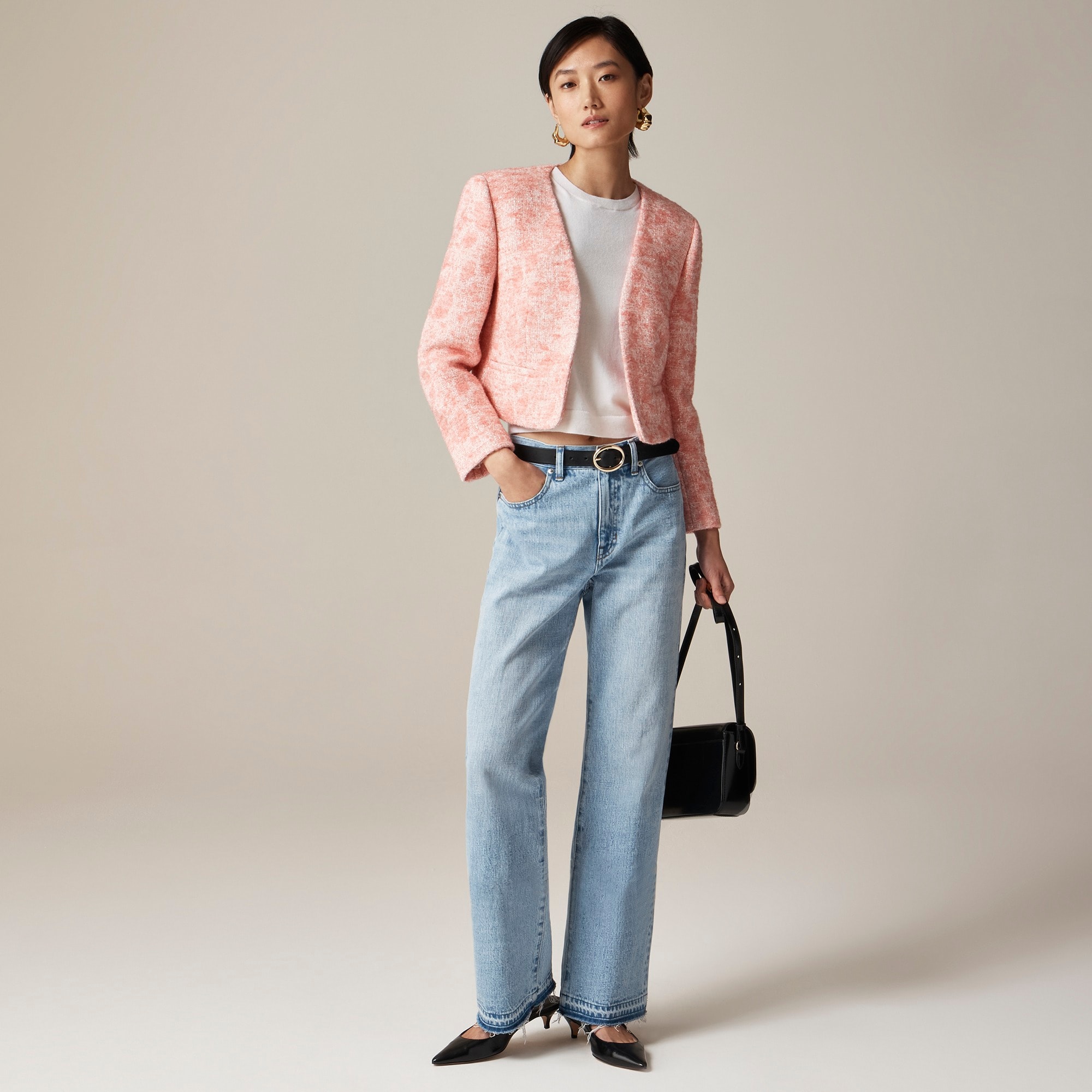  Collarless jacket in Italian tweed