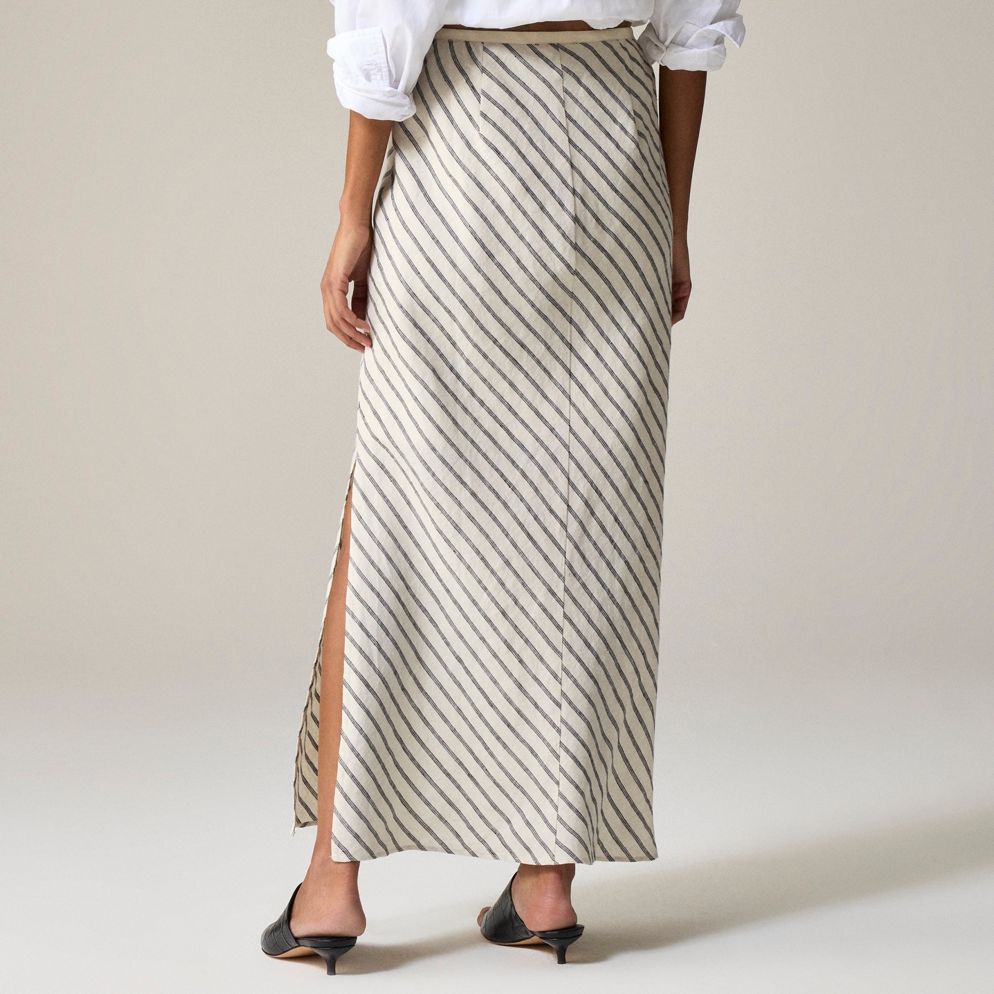 New Gwyneth slip skirt in striped linen