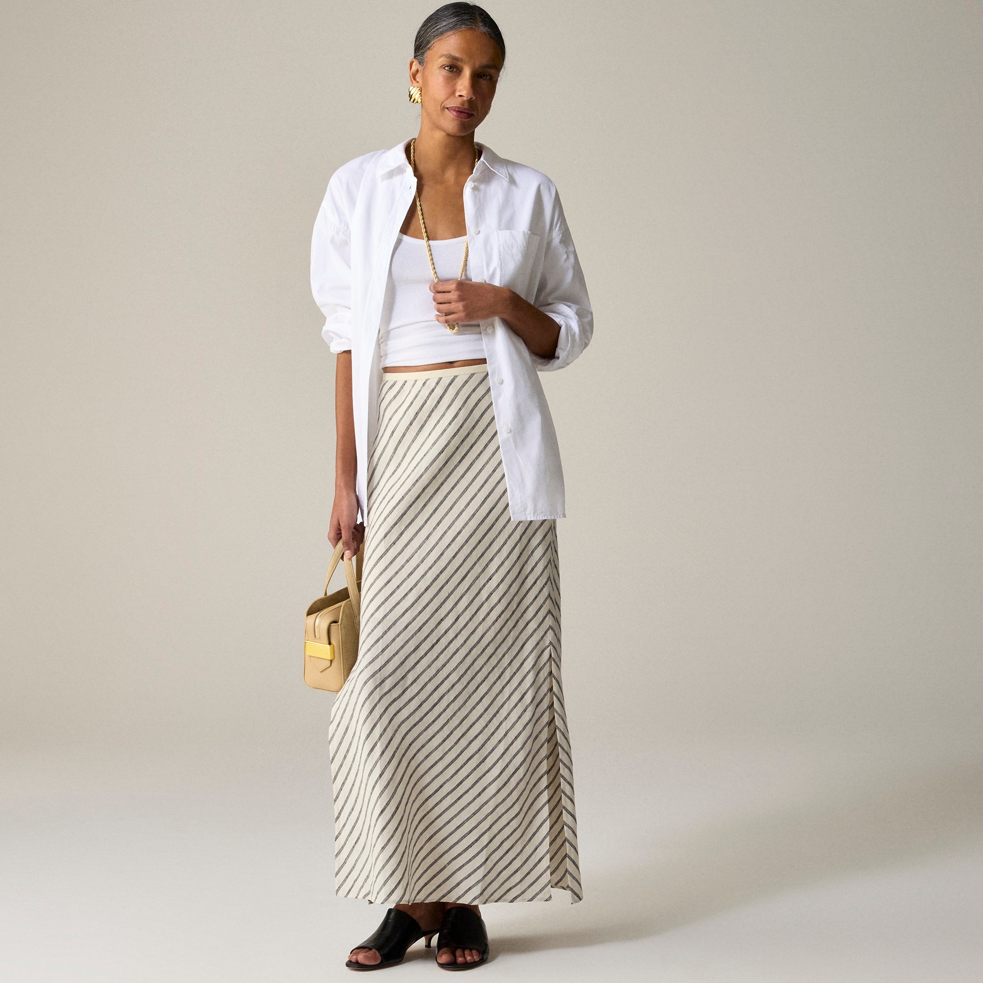 womens New Gwyneth slip skirt in striped linen