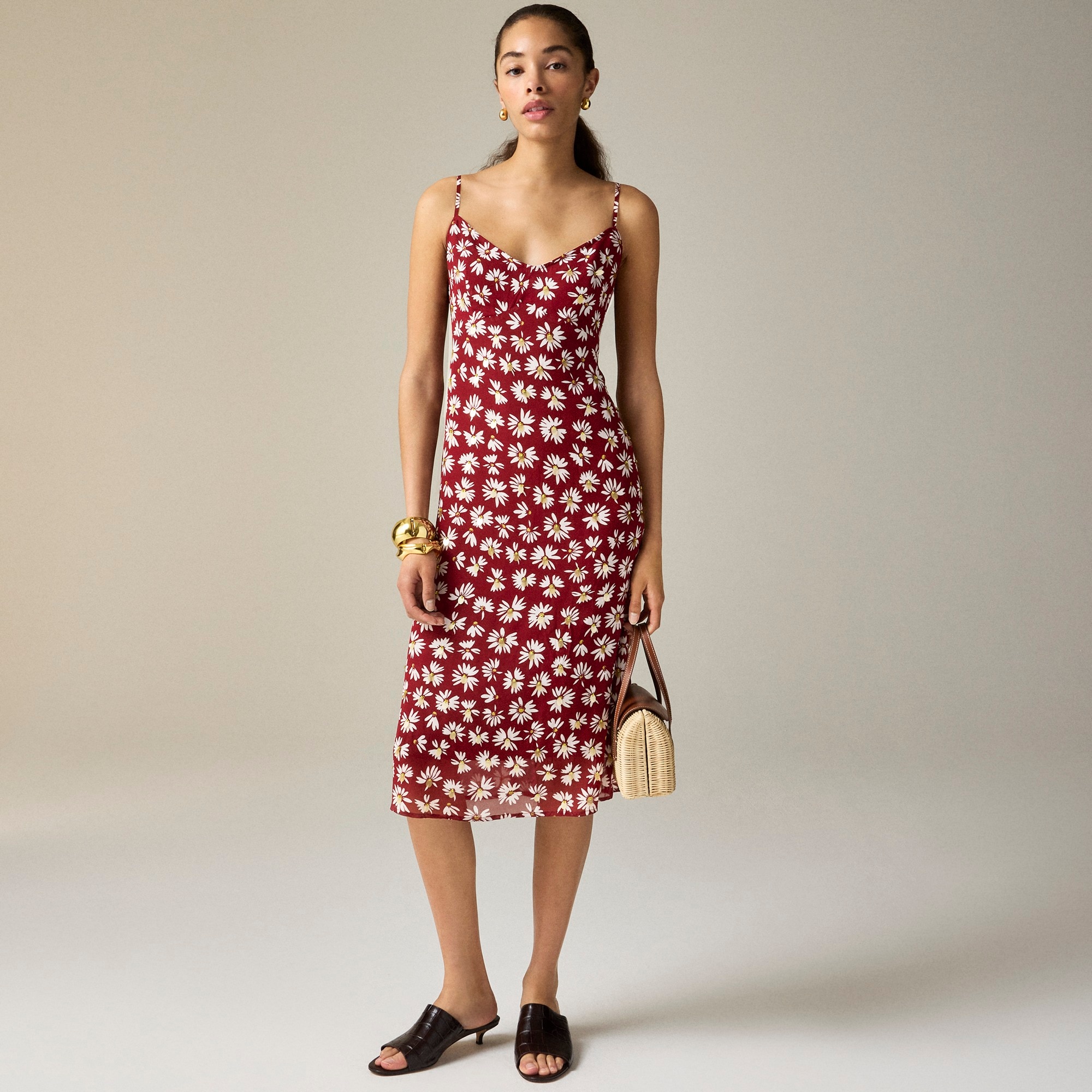 womens Collection slip dress in daisy-print chiffon