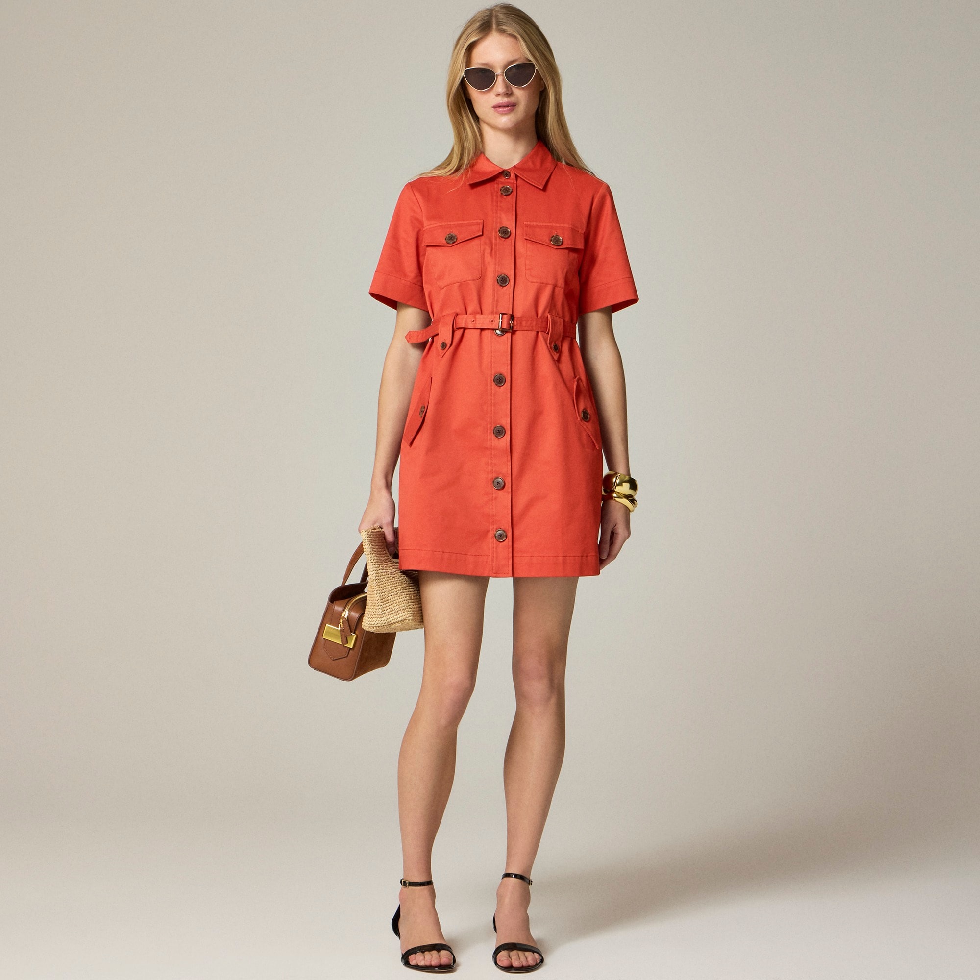 Trench dress in stretch twill