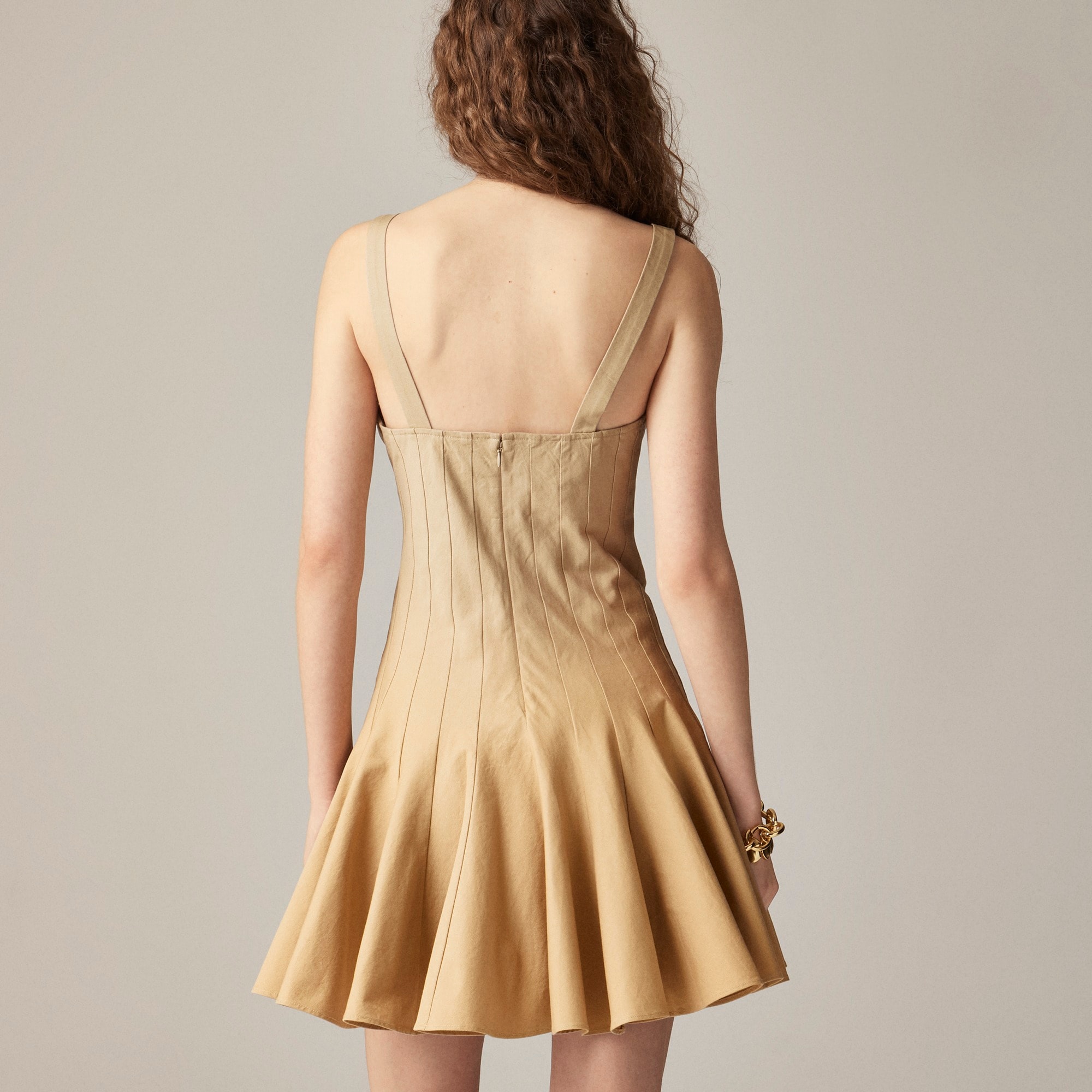 Flared mini dress in stretch chino