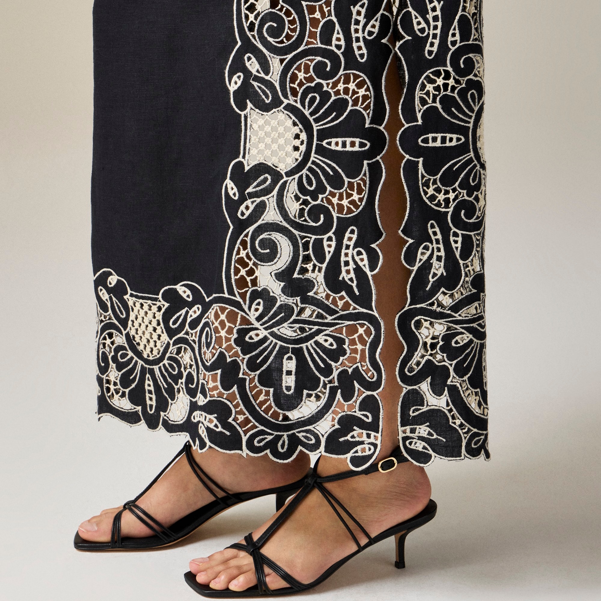 Linen cutwork tunic dress