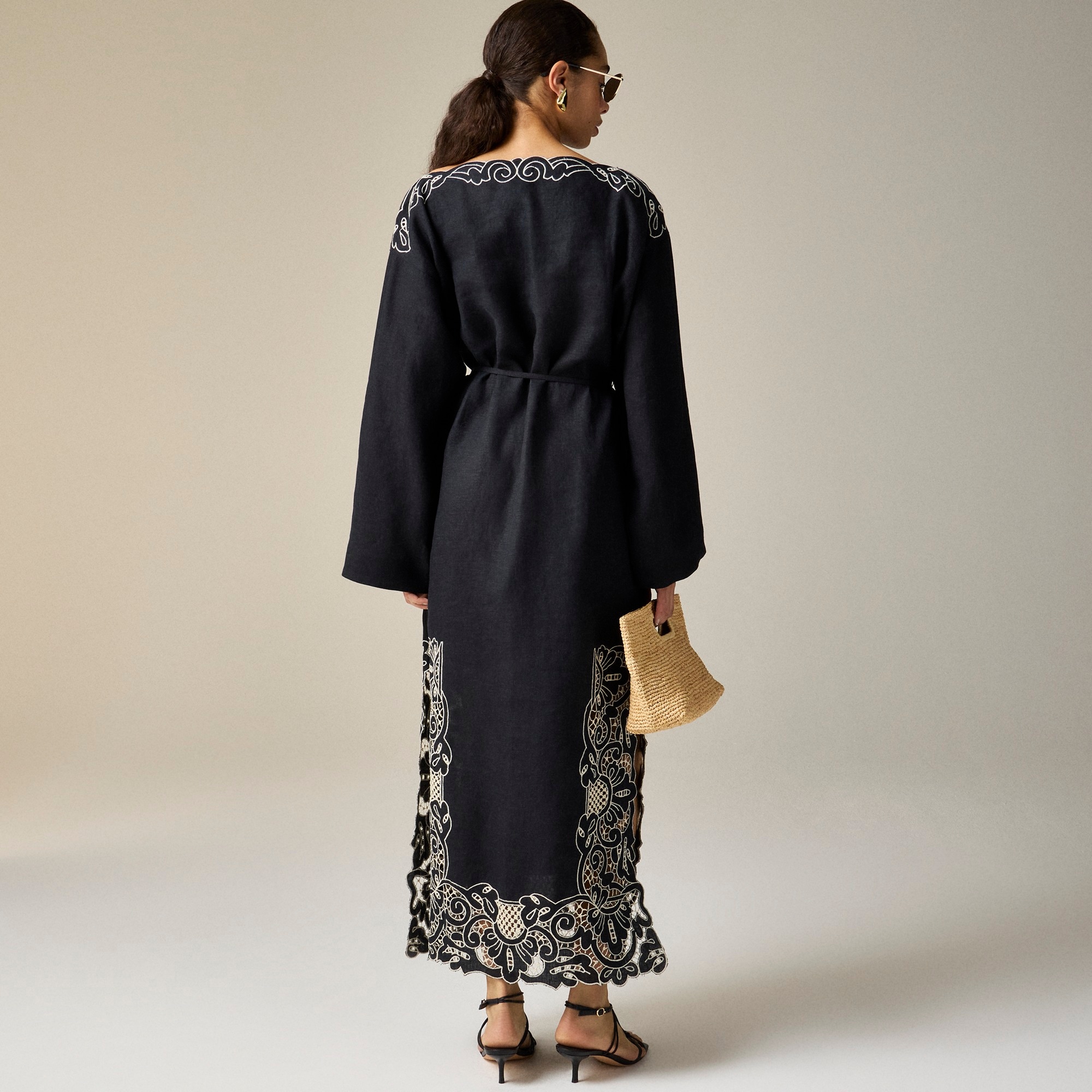 Linen cutwork tunic dress