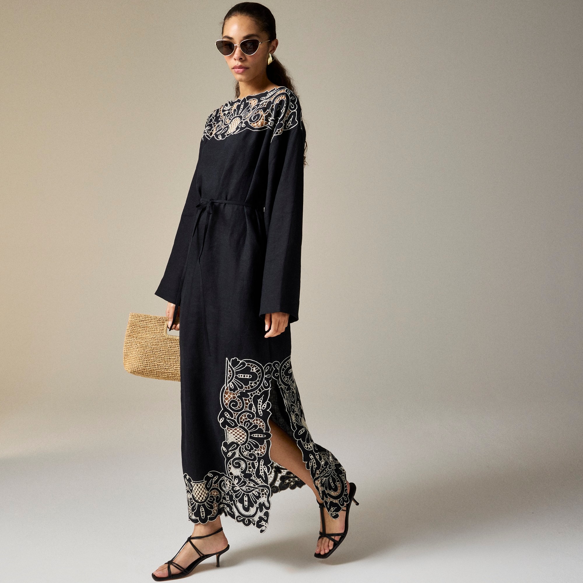 womens Linen cutwork tunic dress