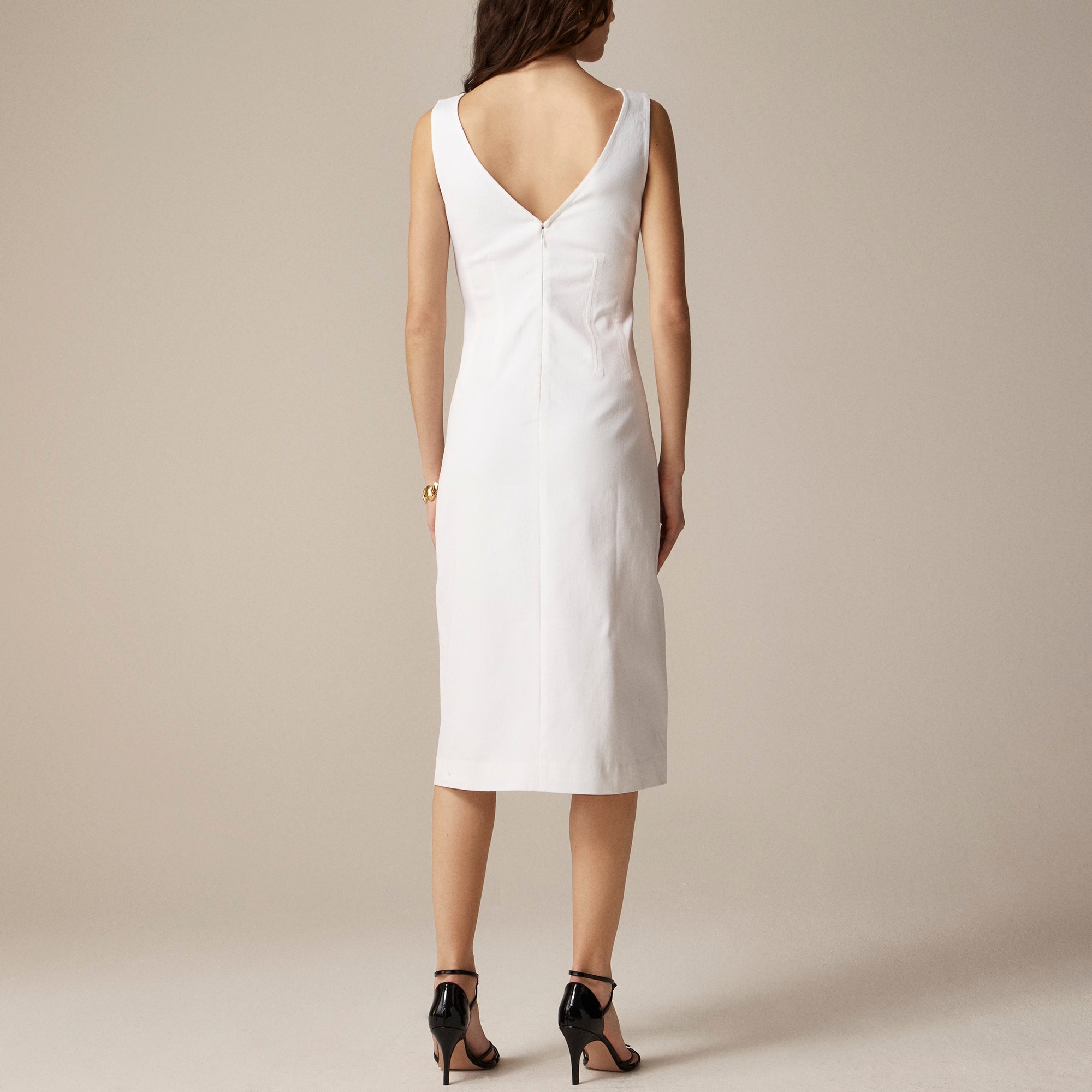 Corset midi dress in stretch twill