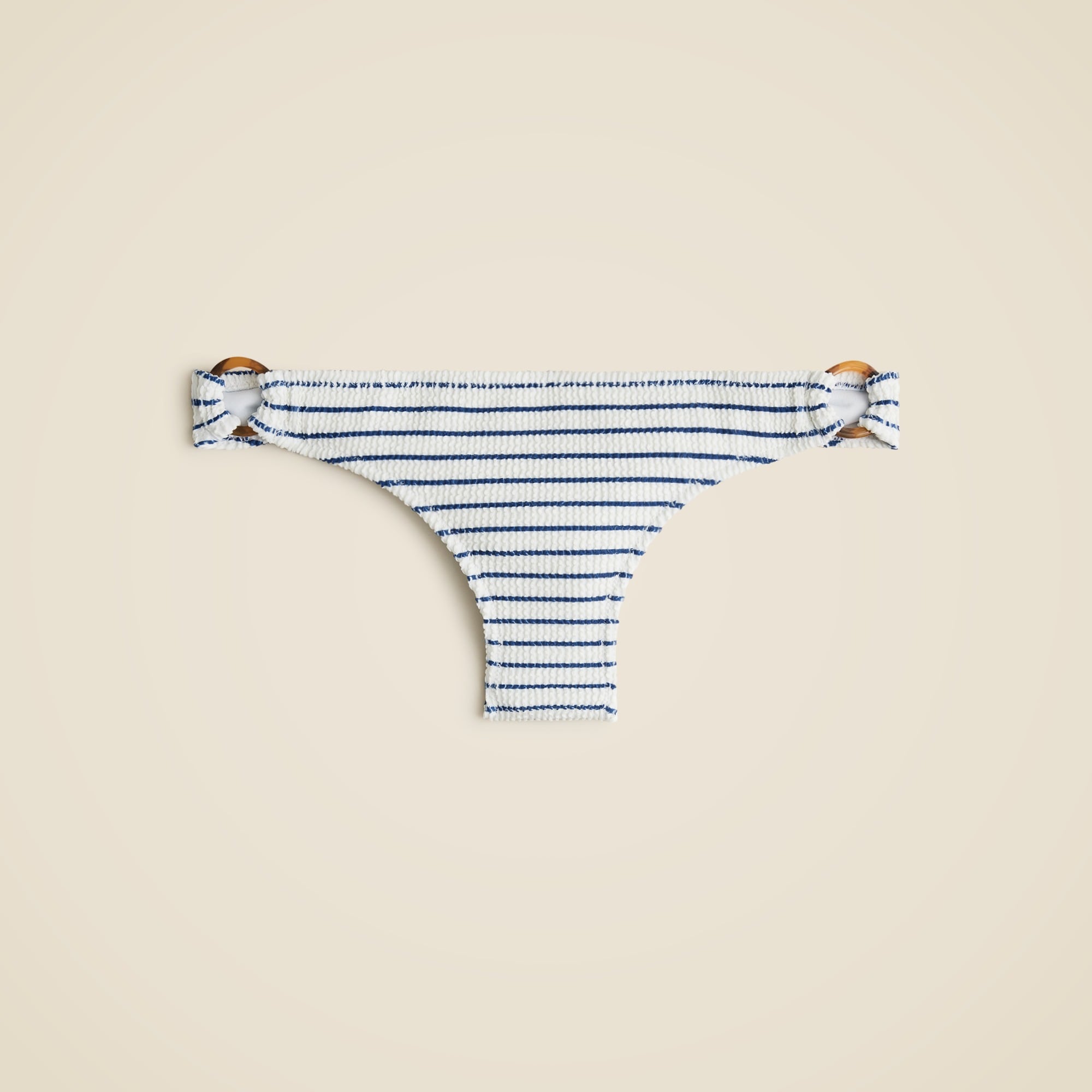 O-ring surf hipster bikini bottom in striped scrunchie