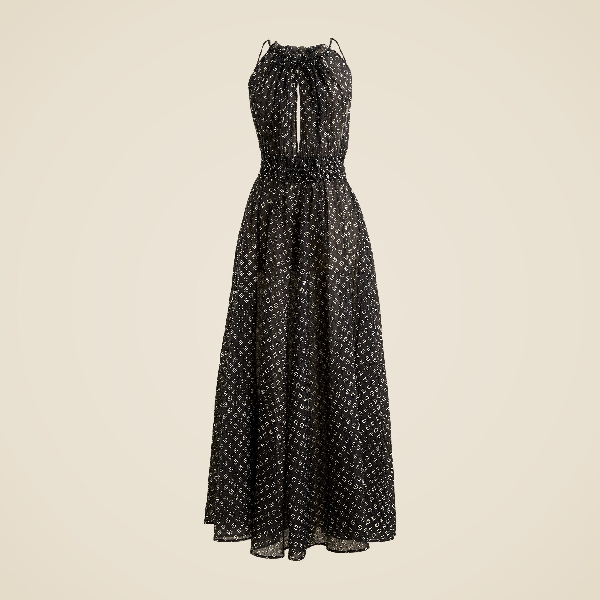 Crinkled maxi dress in block print