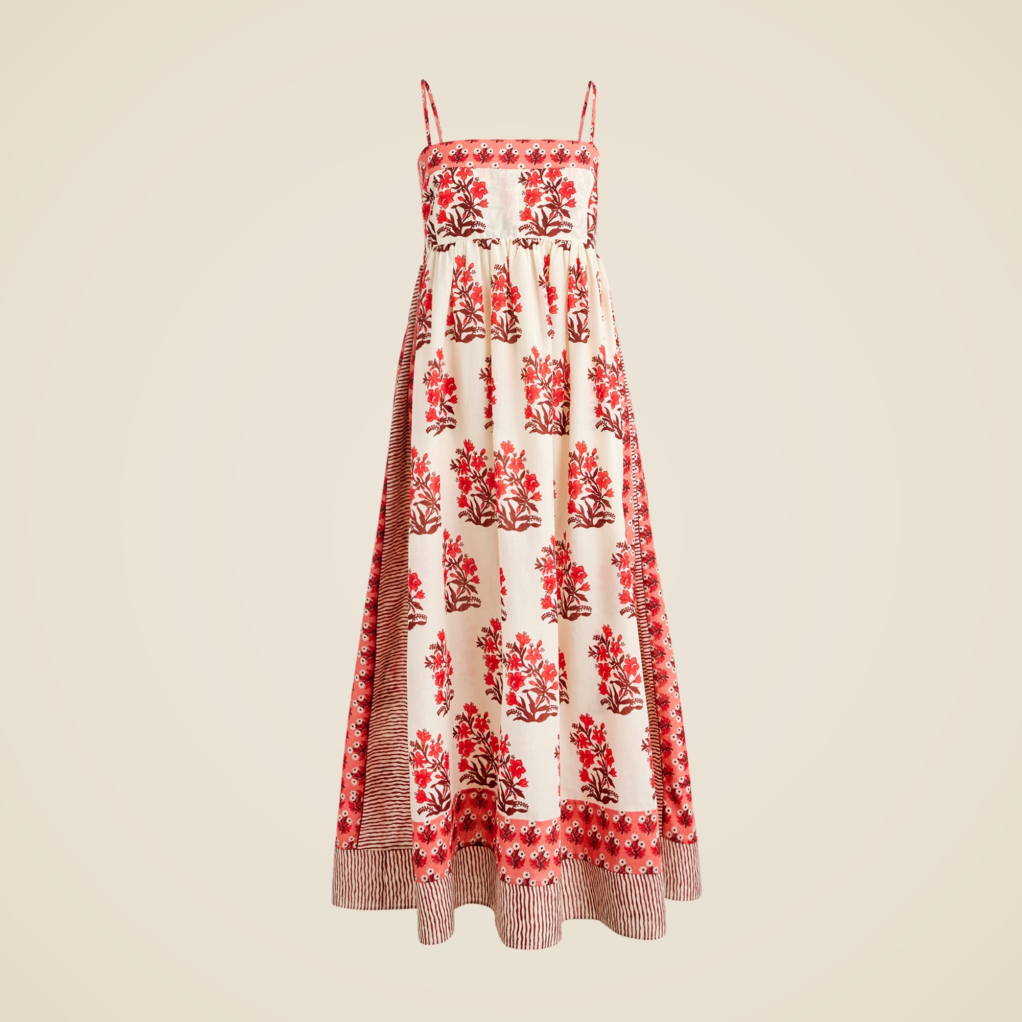 Cotton voile midi dress in block print