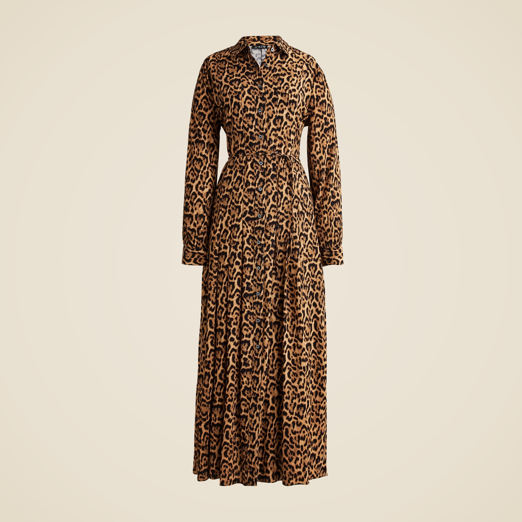 chinese dress ladies Long Sleeve Leopard Print Shirt Dress, Leopard / S / 100%Polyester main image 1