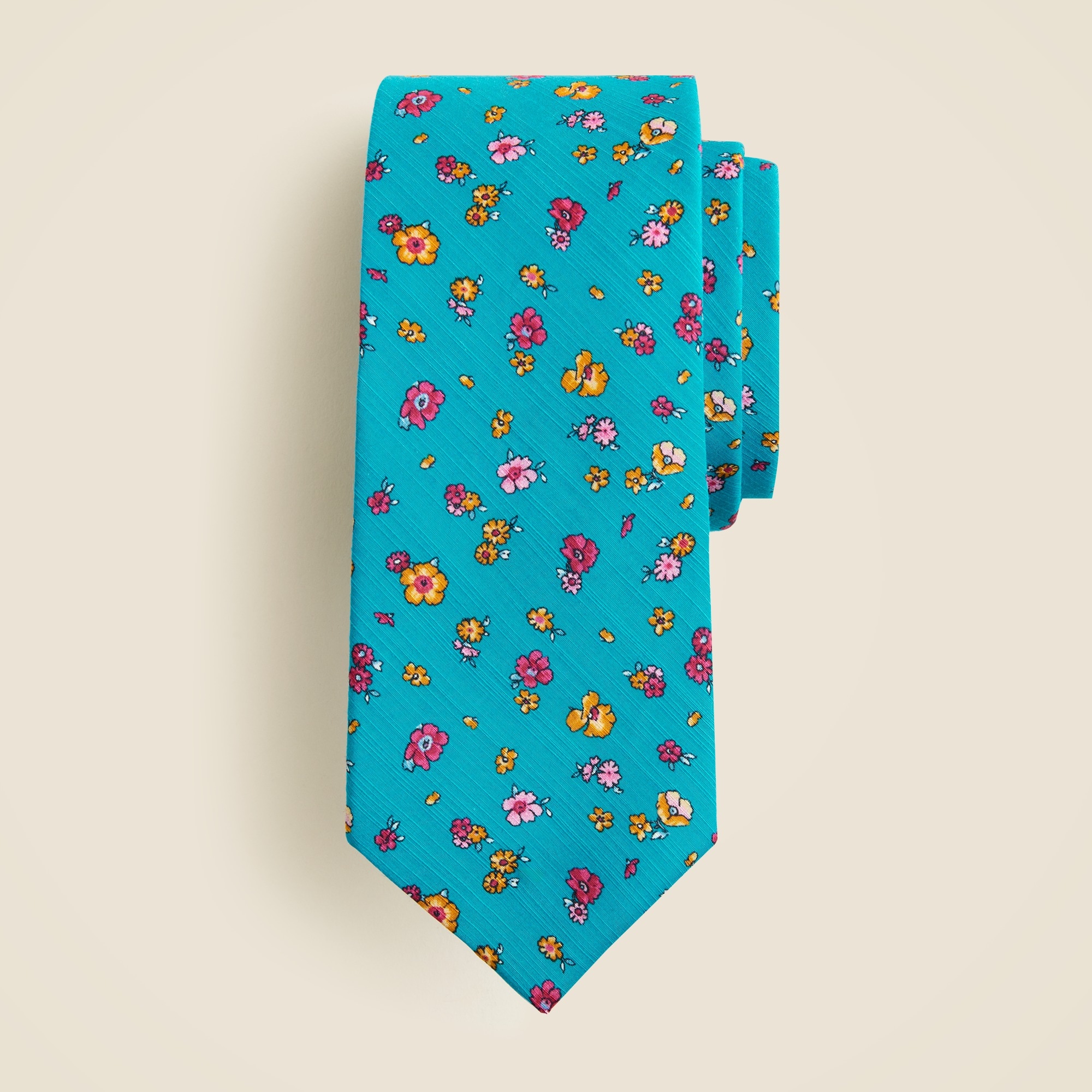 mens Italian slub silk floral tie