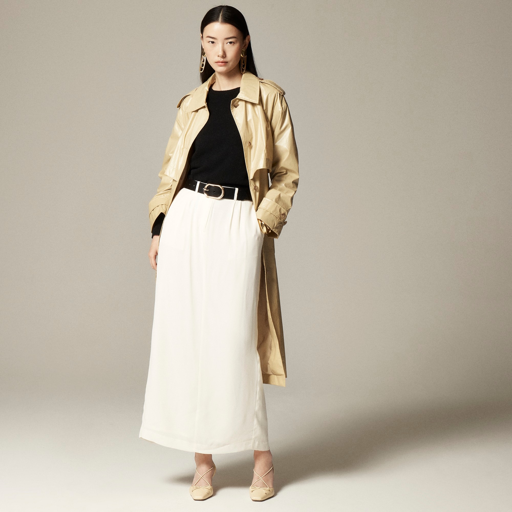 Trouser maxi skirt in viscose crepe