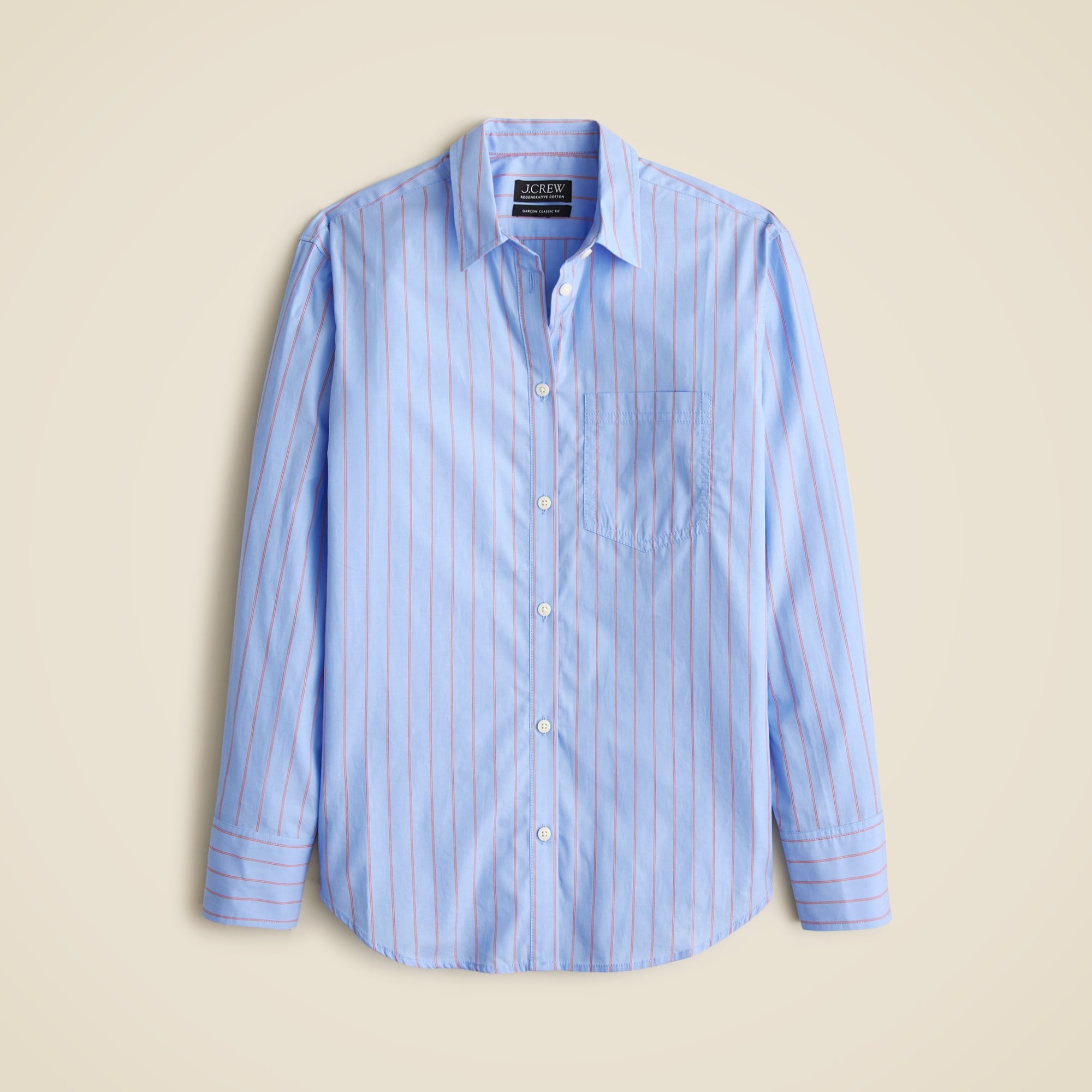 womens Gar&ccedil;on shirt in striped cotton poplin