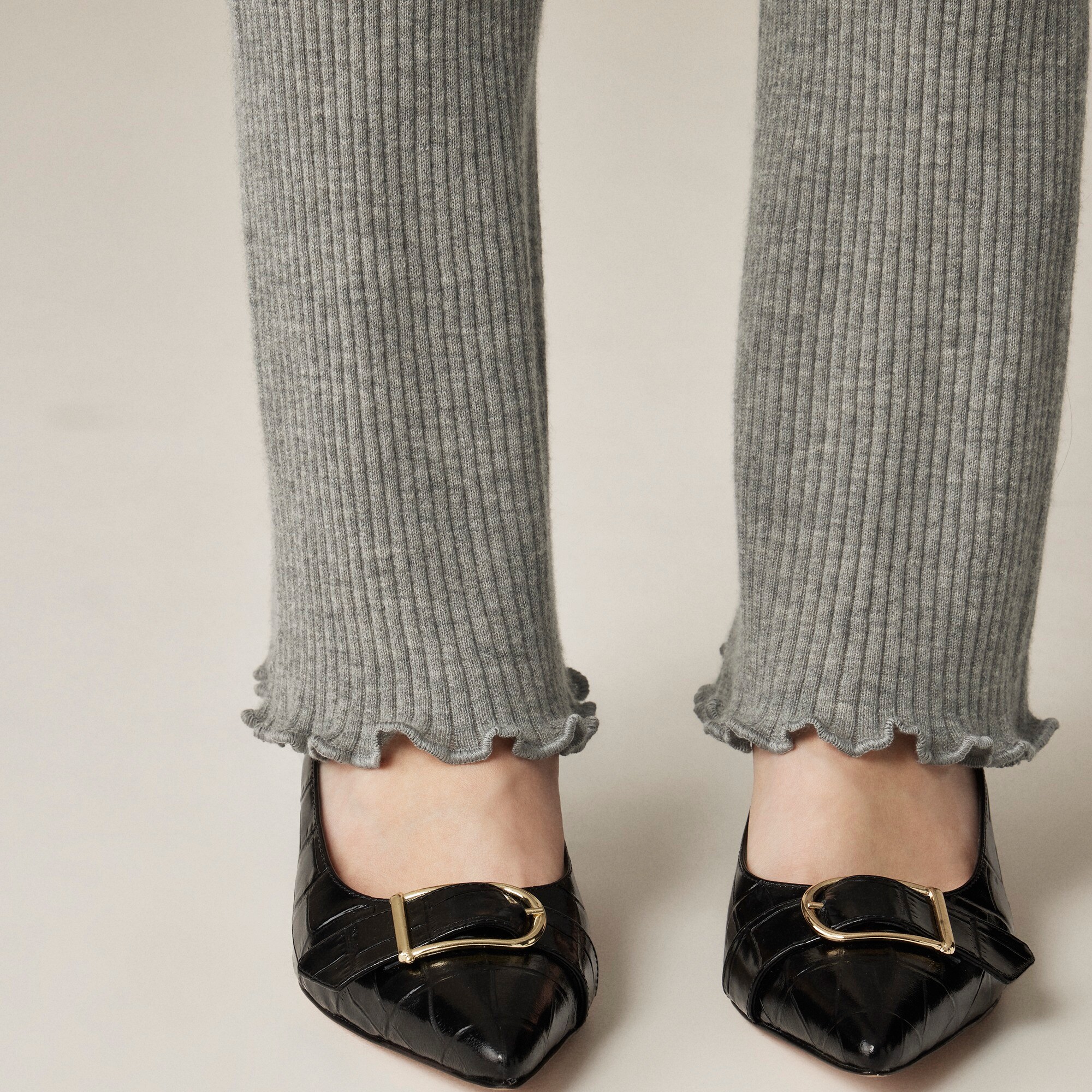 Spring Street ribbed featherweight cashmere flare pant