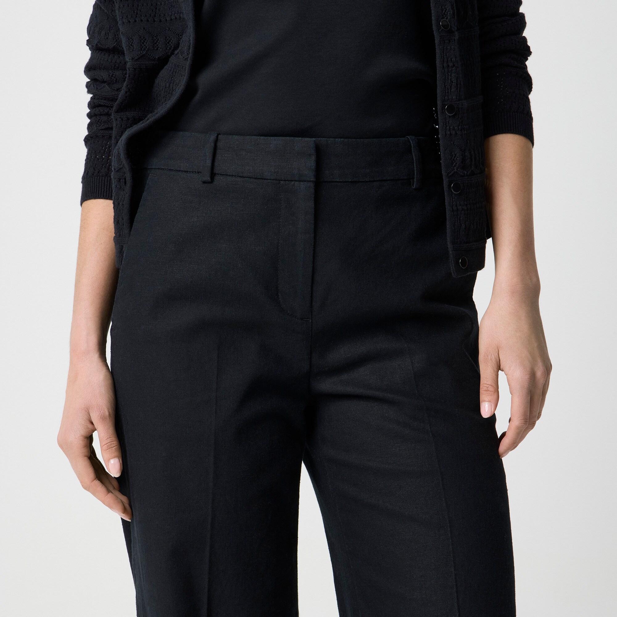 Linen-blend Remy high-rise wide-leg cropped pant