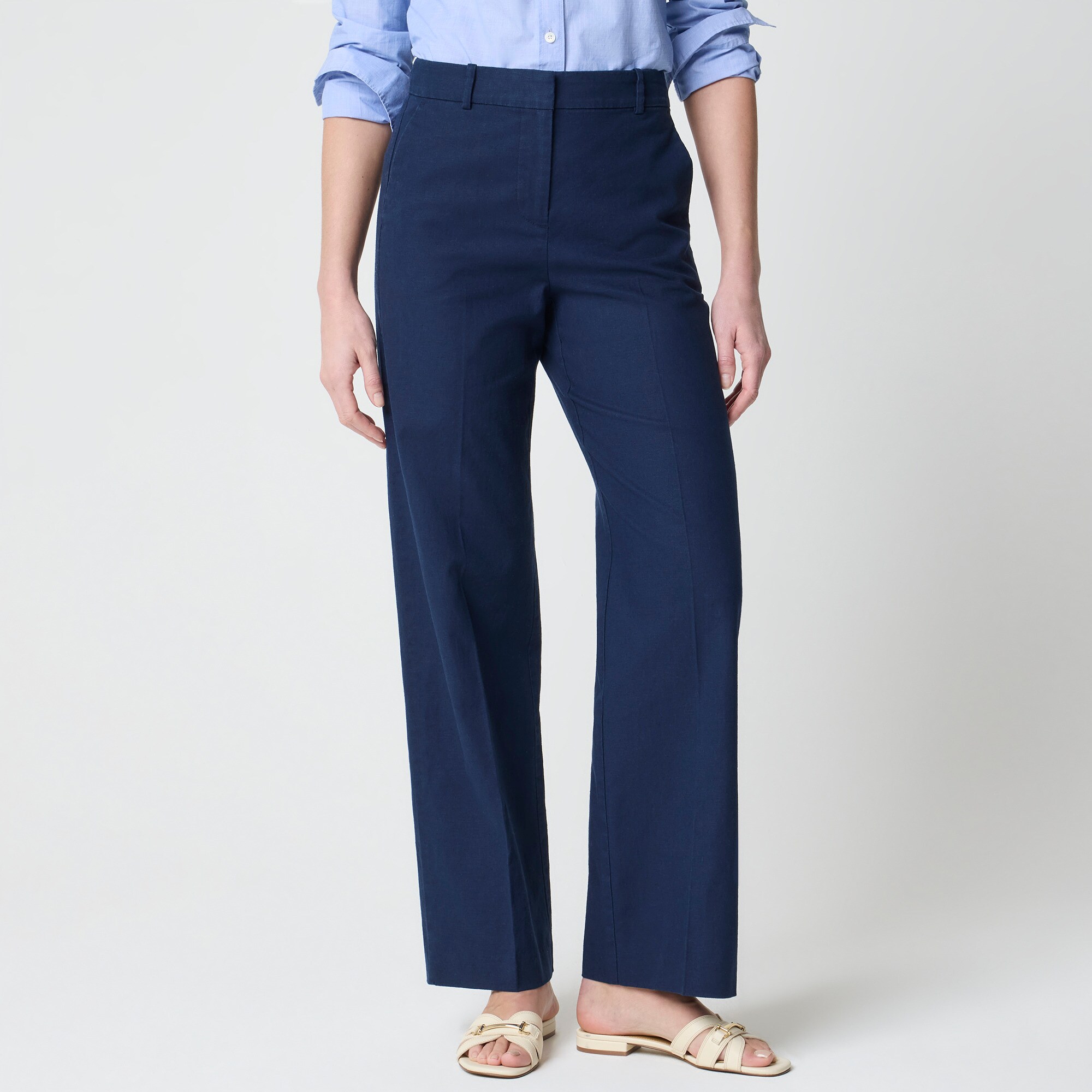 Linen-blend Remy Full-length Wide-leg Pant For Women | Factory