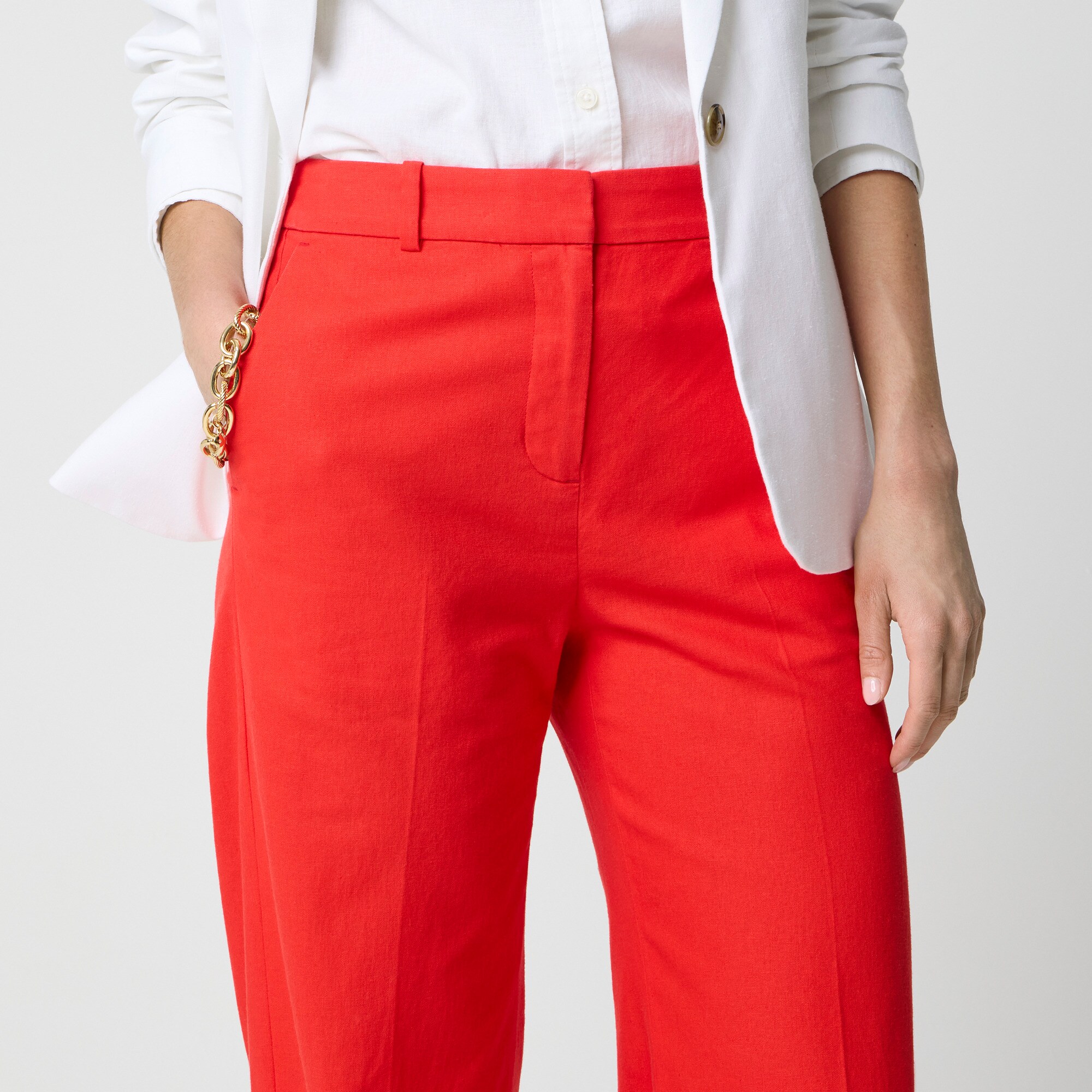 Tall linen-blend Remy high-rise wide-leg cropped pant