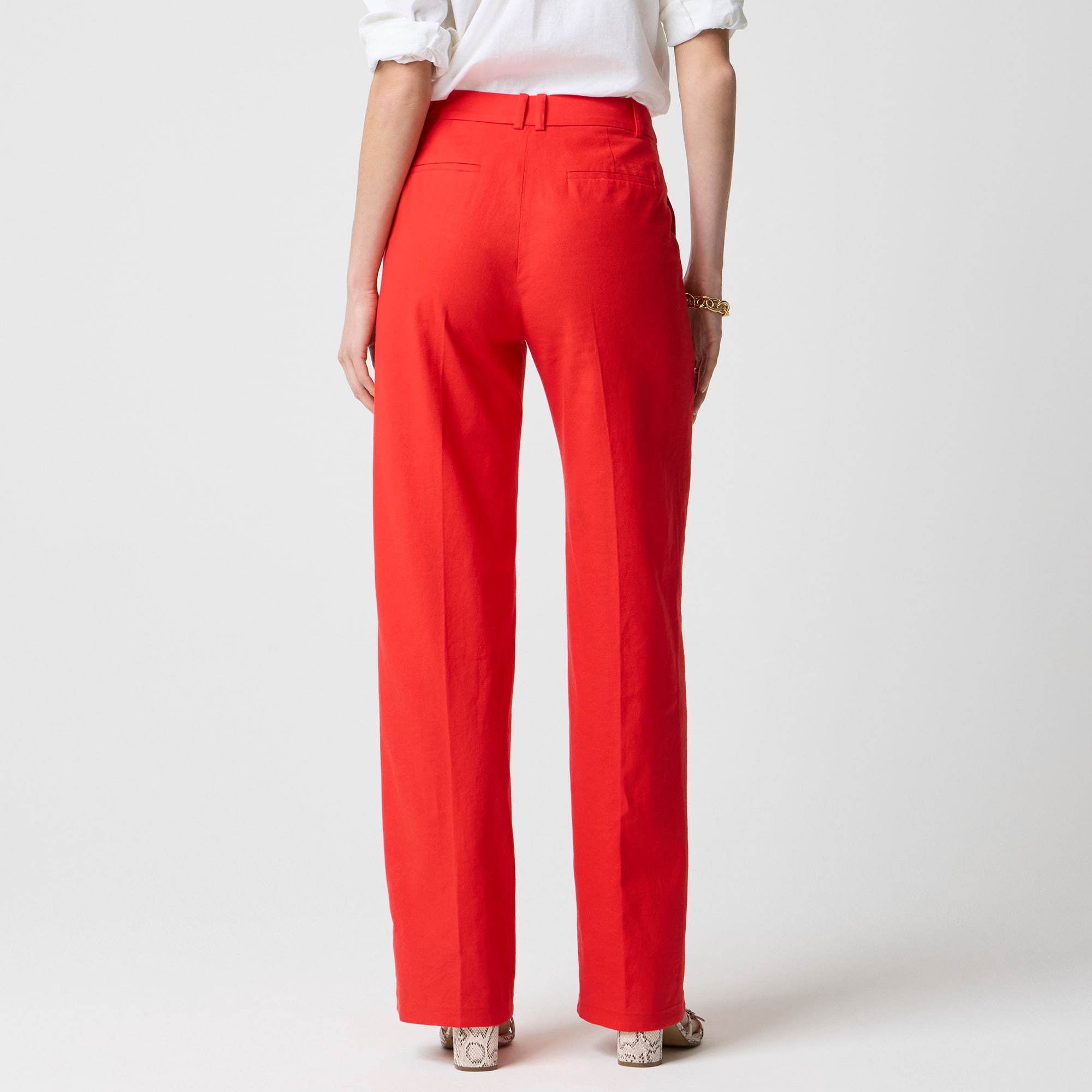 Linen-blend Remy high-rise wide-leg cropped pant