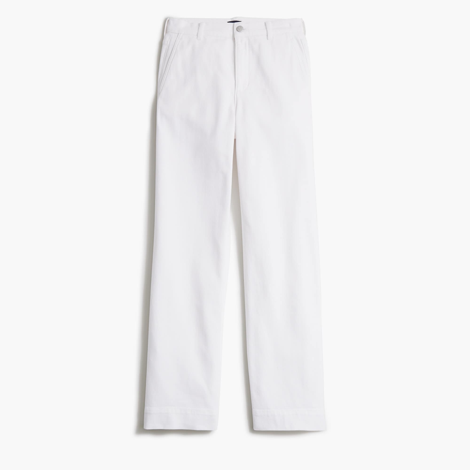 womens Petite white drapey denim trouser