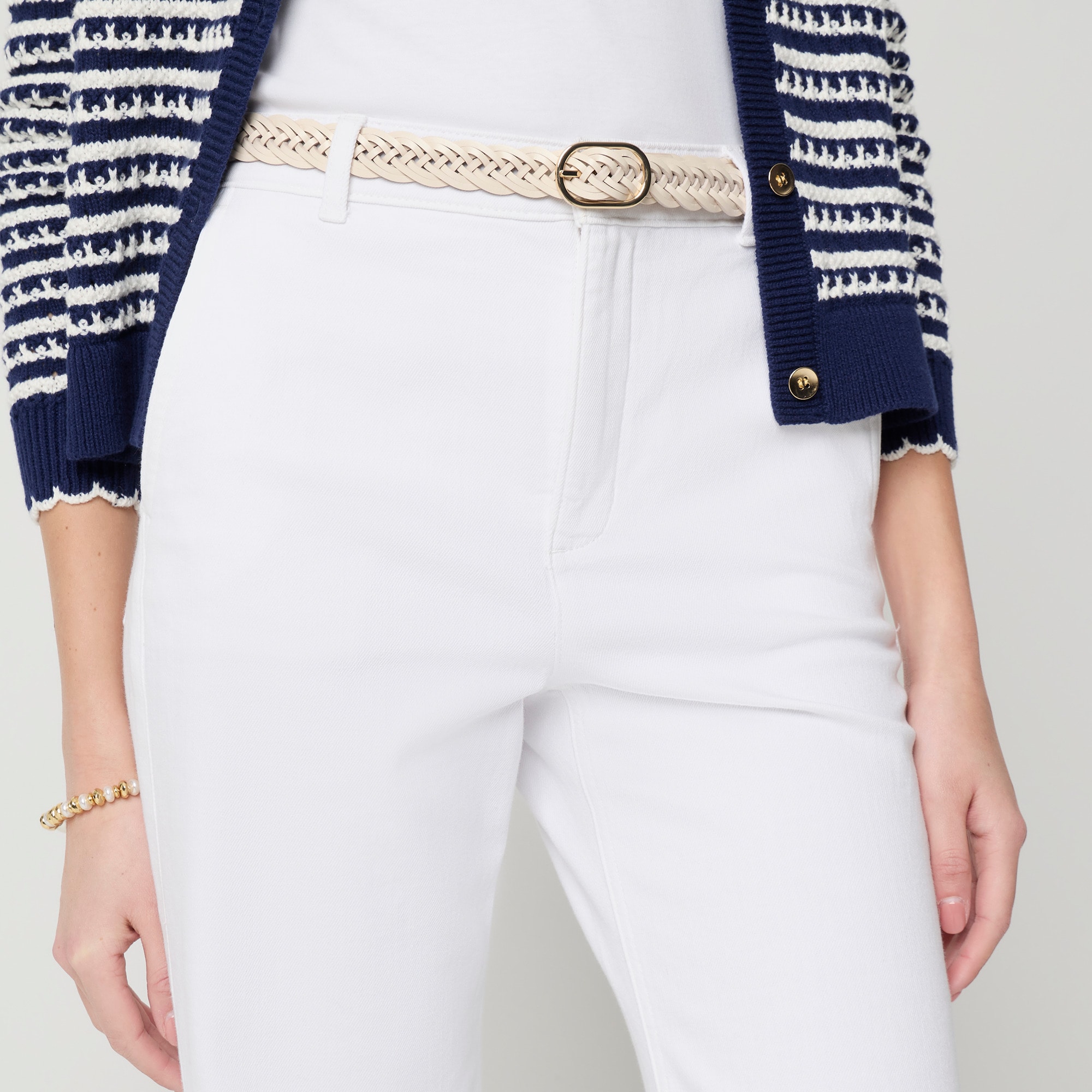White Drapey Denim Trouser For Women | Factory