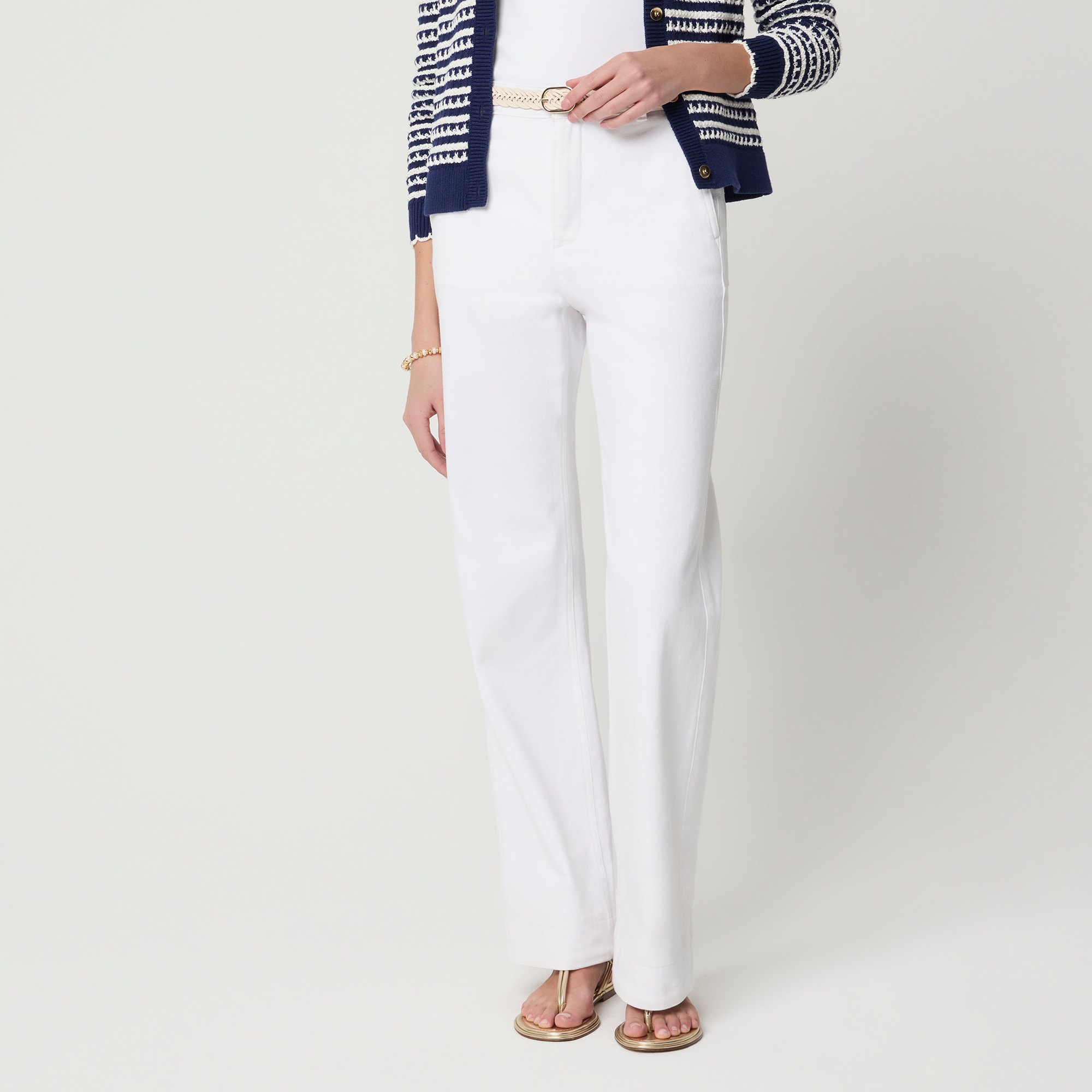 White Drapey Denim Trouser For Women | Factory