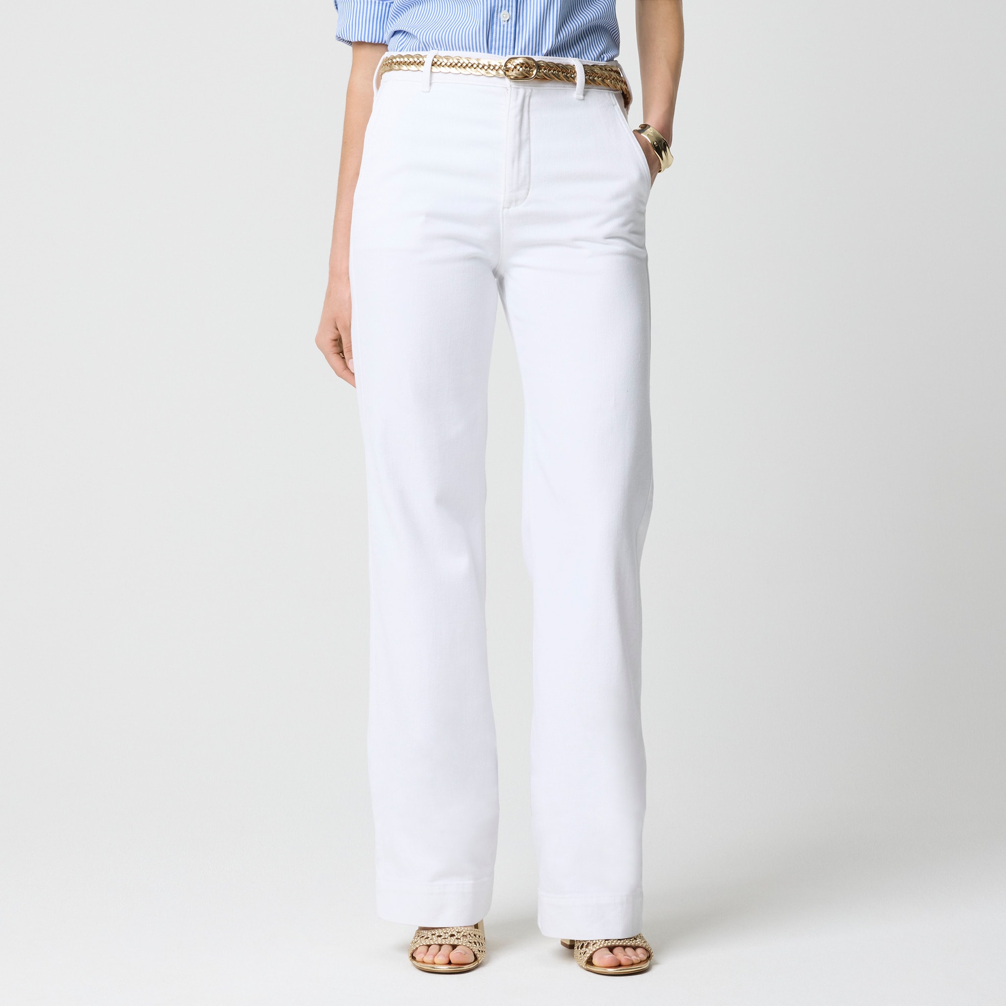 womens White drapey denim trouser