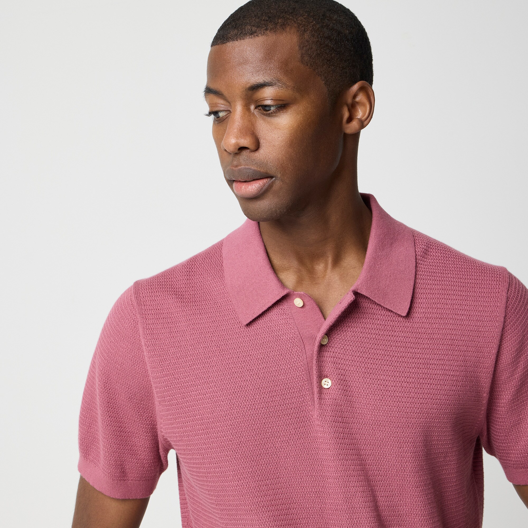 Basketweave cotton sweater-polo