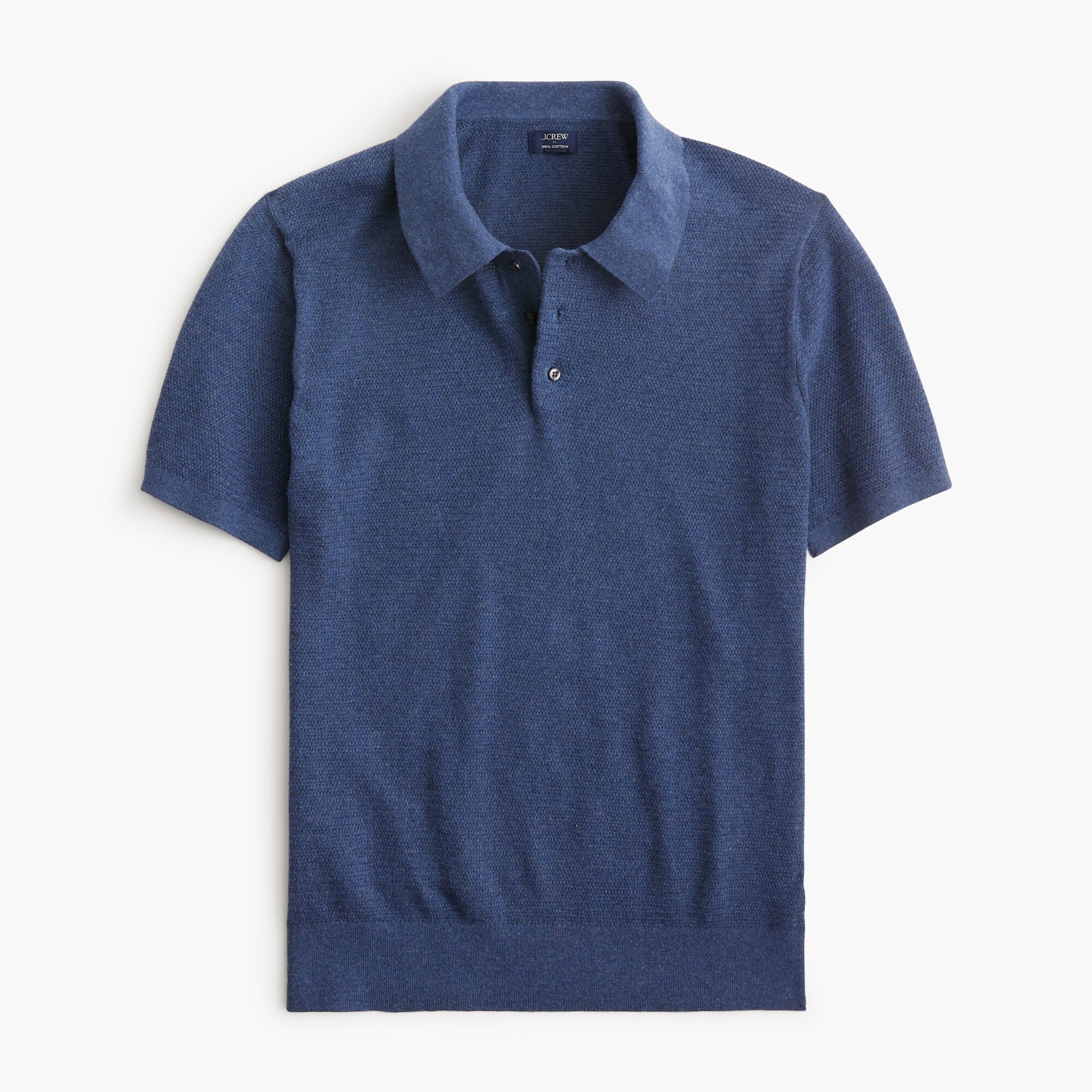 basketweave cotton sweater-polo for men