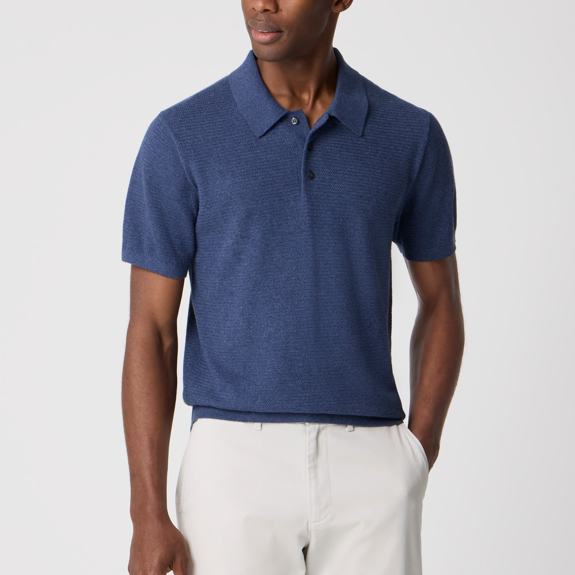 mens Basketweave cotton sweater-polo