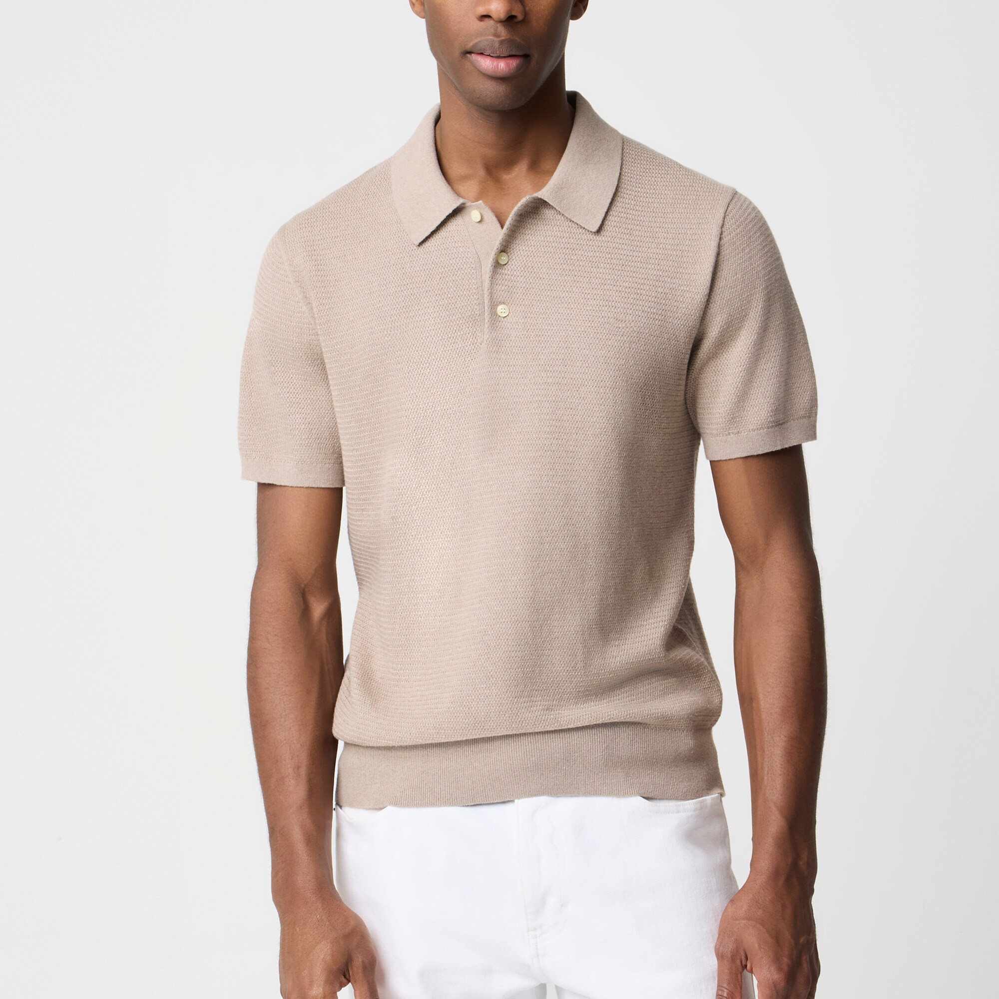 mens Basketweave cotton sweater-polo