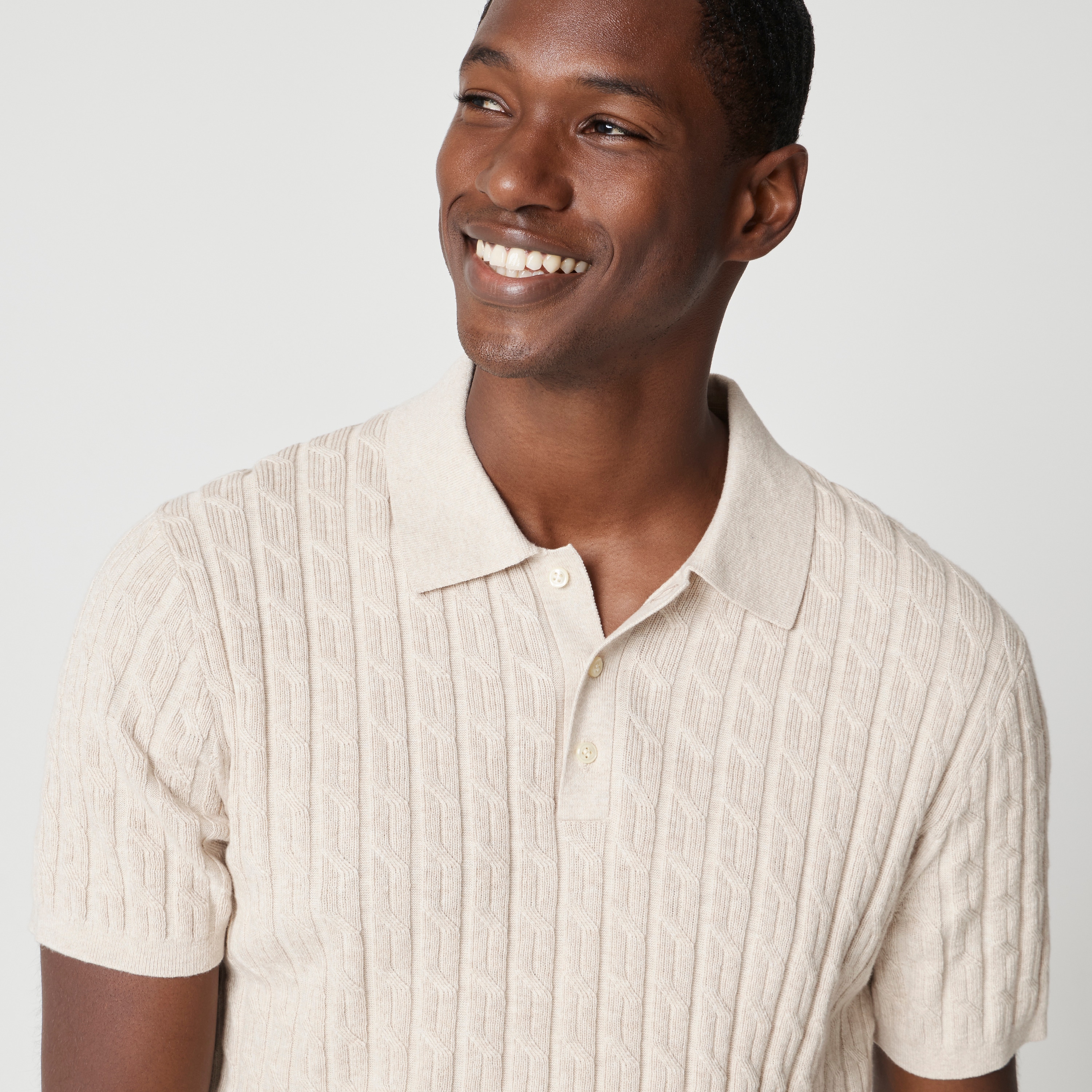 Cable-knit sweater-polo