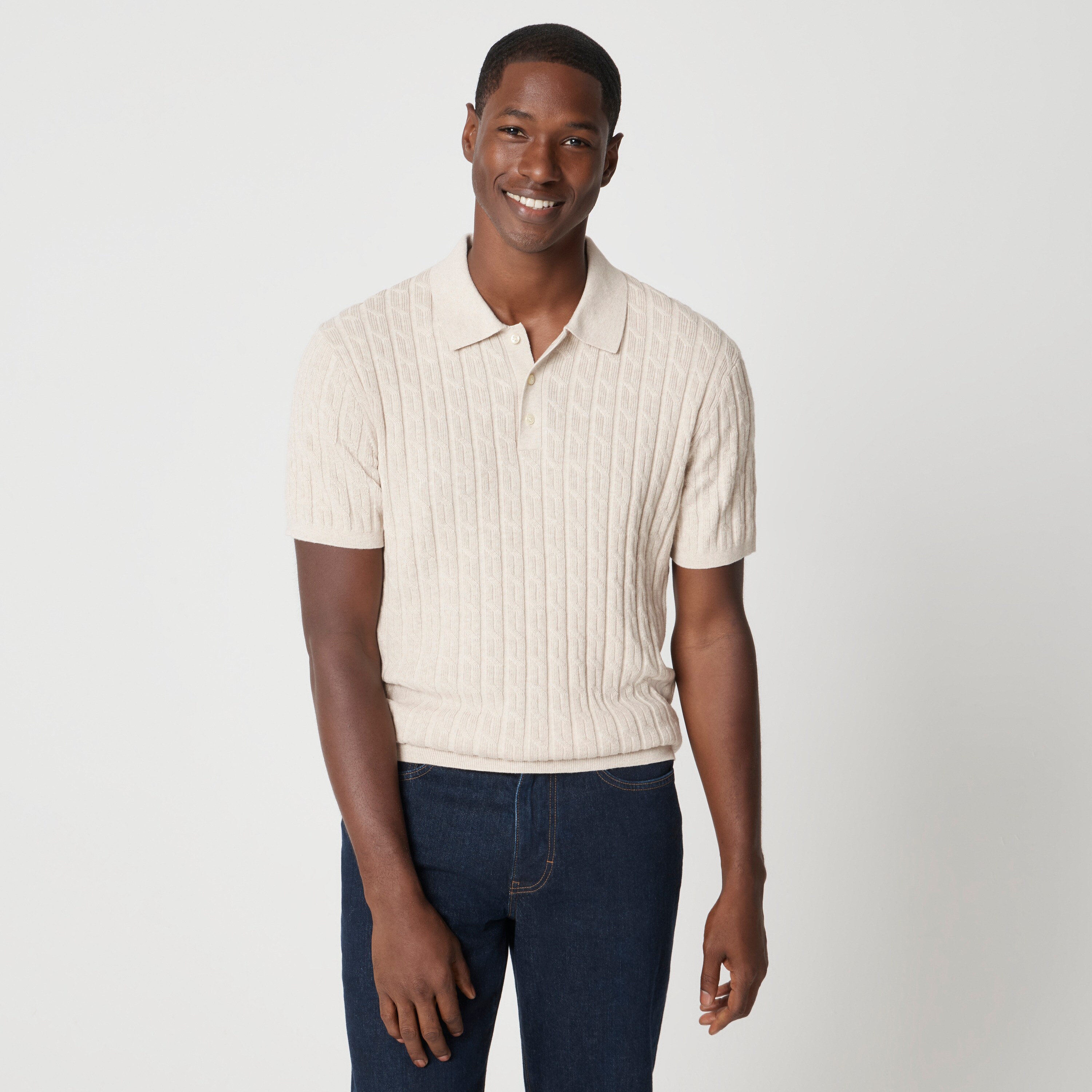 Cable-knit sweater-polo