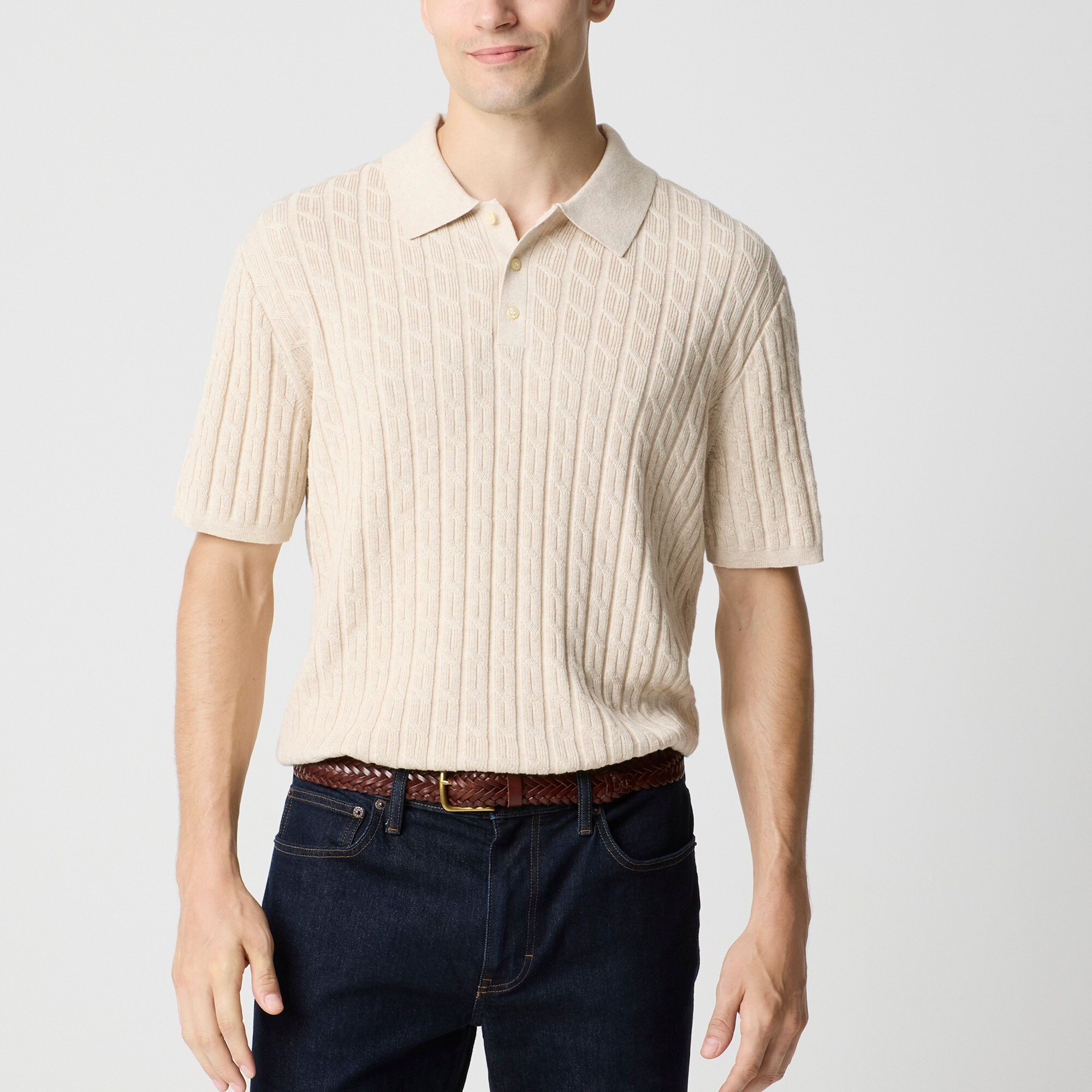 Cable-knit sweater-polo