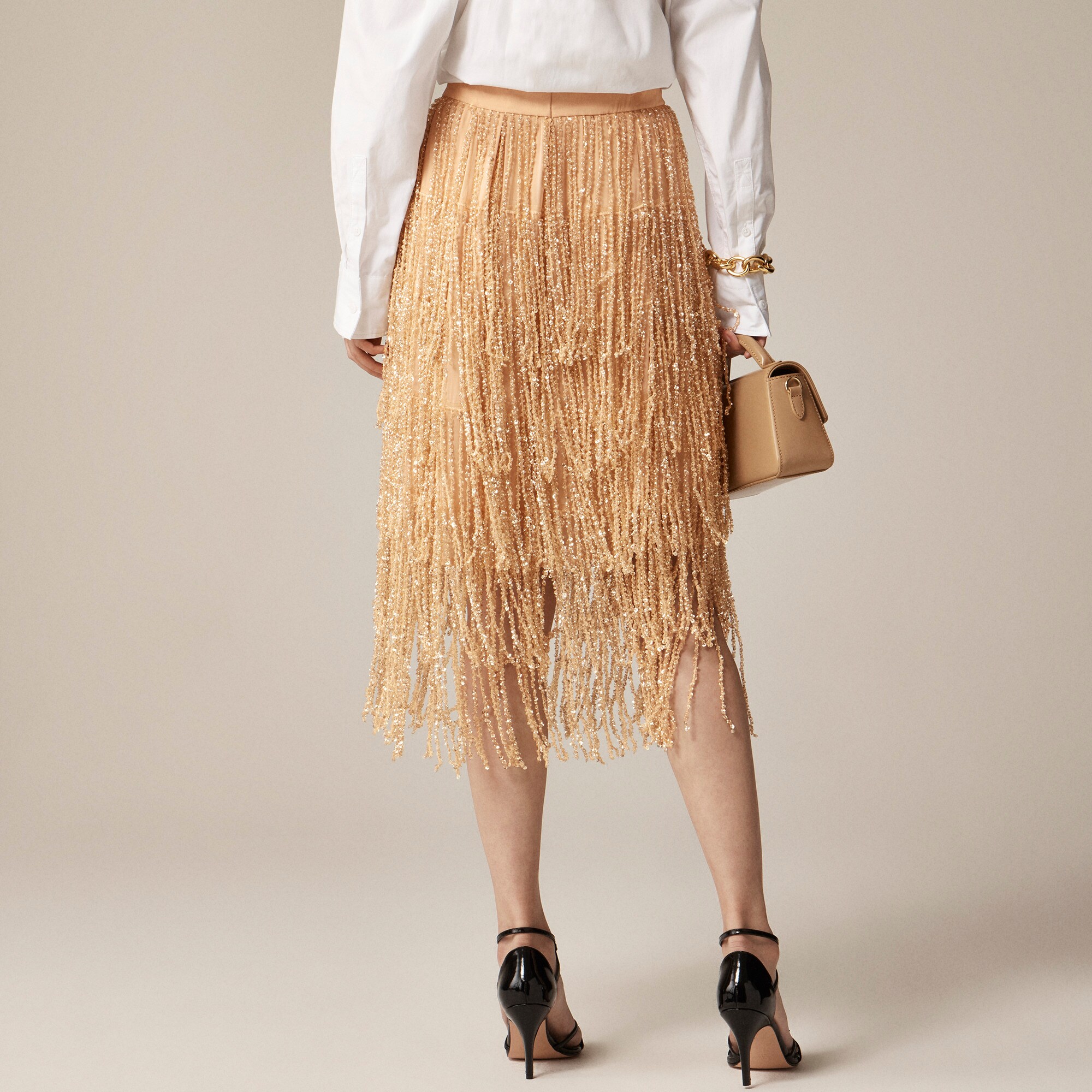 Collection sequin fringe skirt