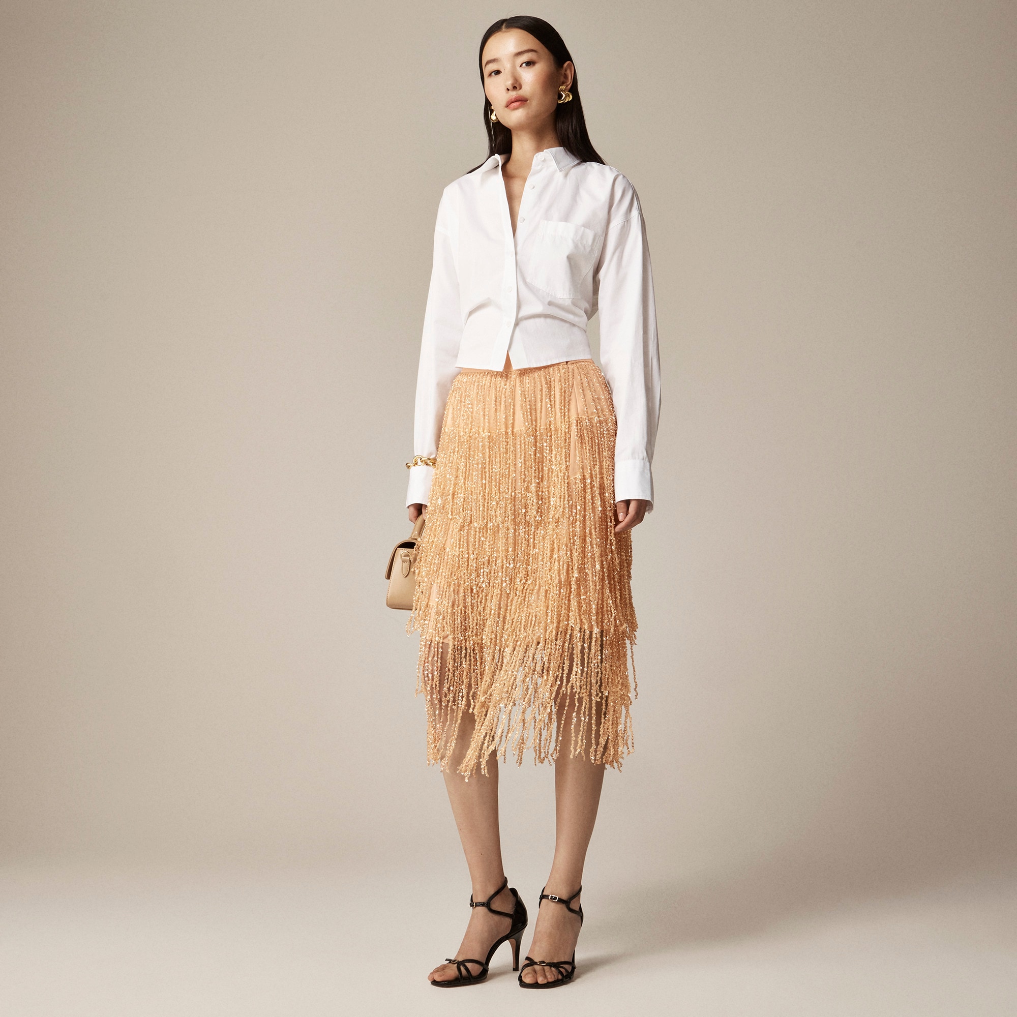 womens Collection sequin fringe skirt
