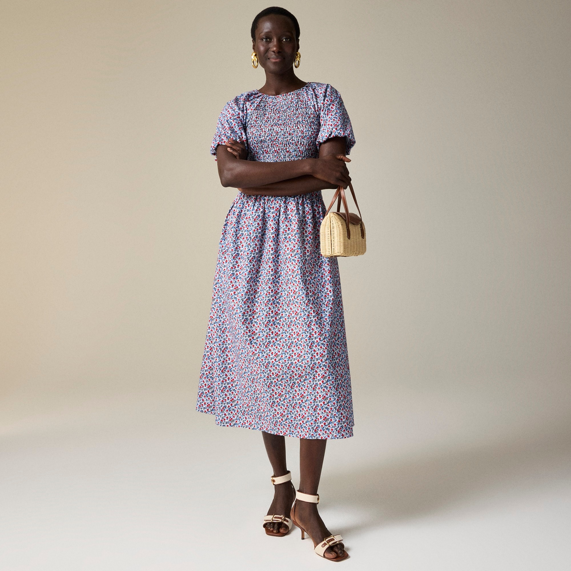 womens Meadow dress in poppy cotton poplin