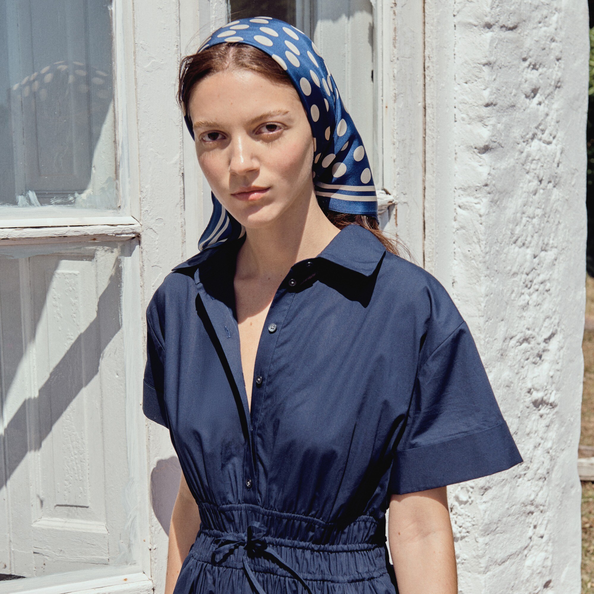 Elena mini shirt-dress in cotton poplin