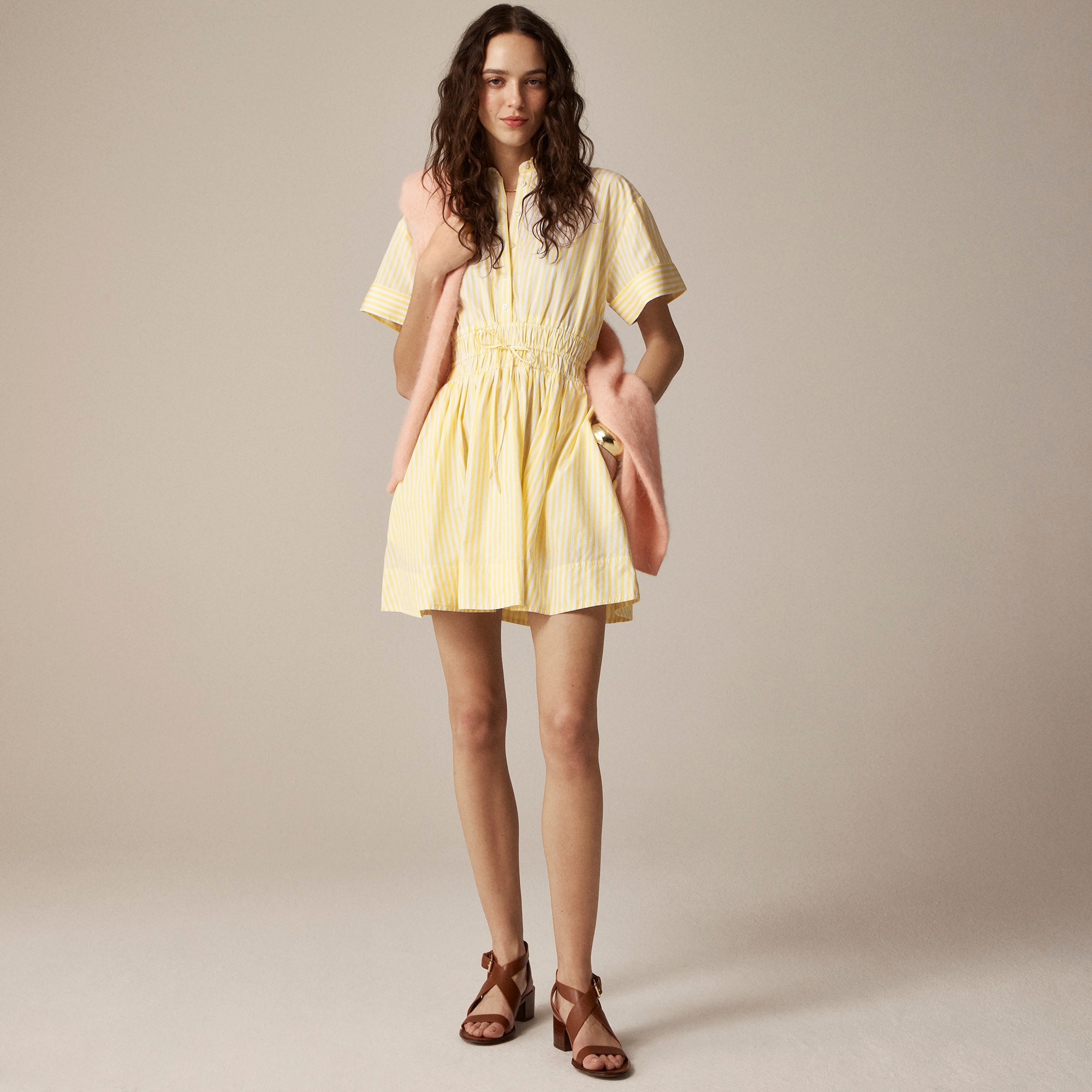 womens Elena mini shirtdress in striped cotton poplin